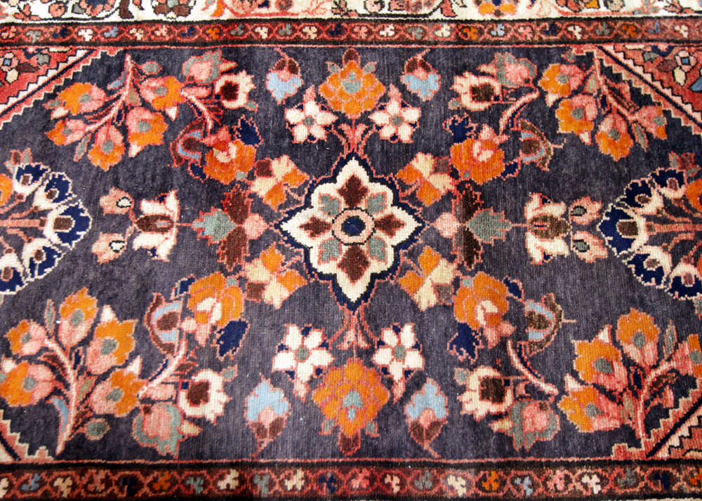 Vintage Hand-Knotted Persian Malayer Wool Area Rug