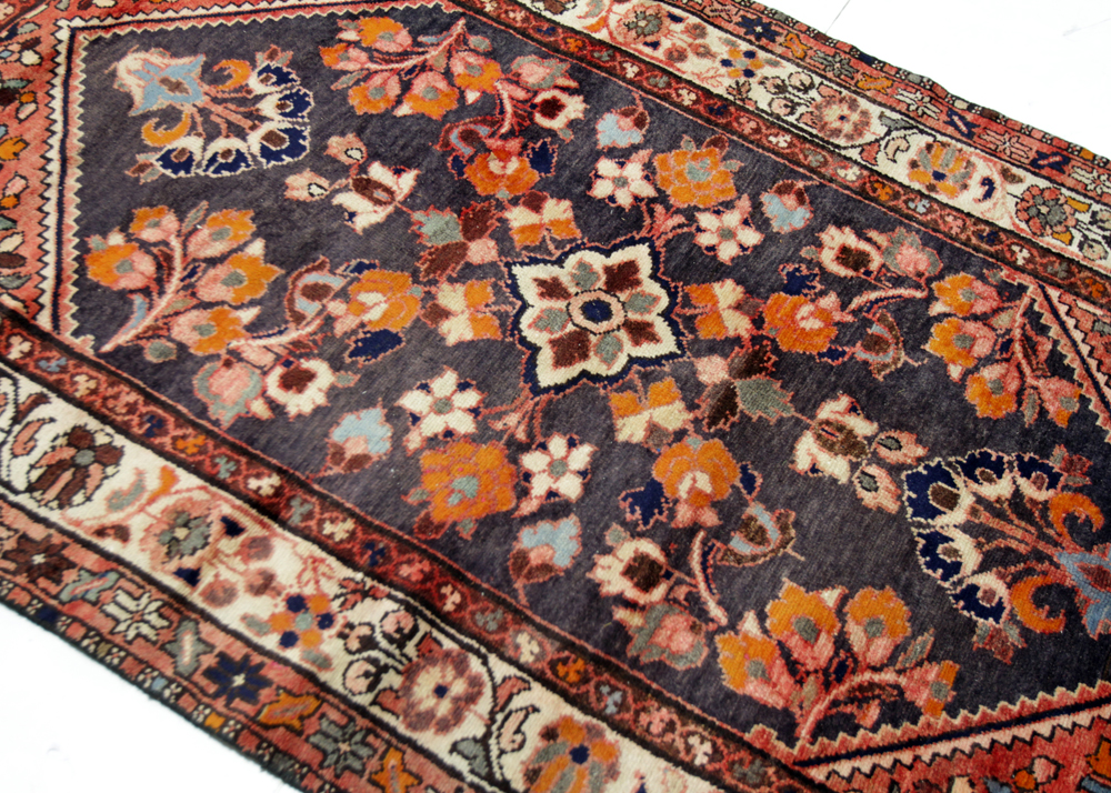 Vintage Hand-Knotted Persian Malayer Wool Area Rug