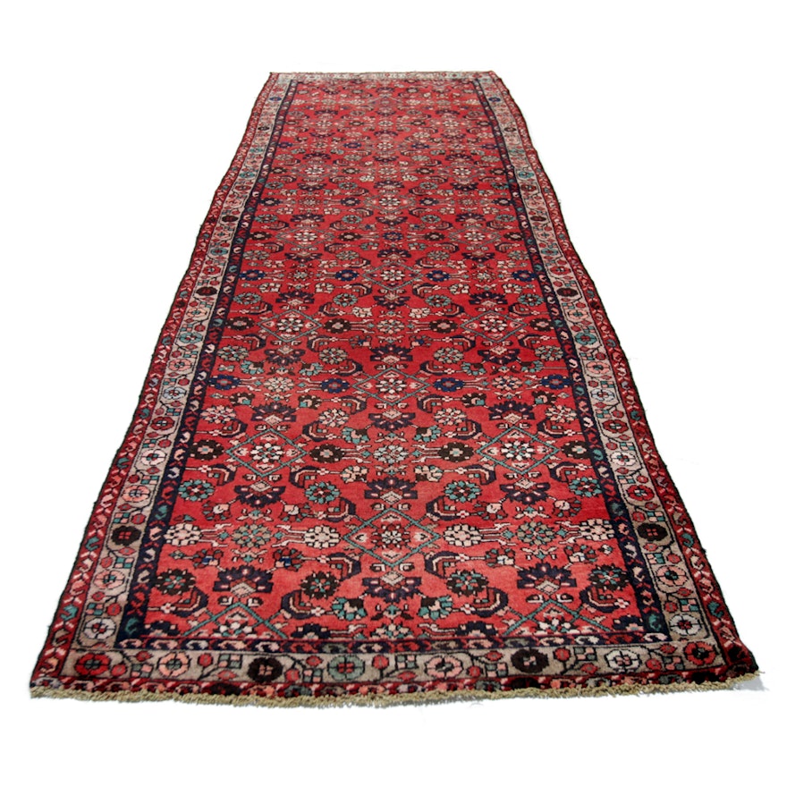 Hand-Knotted Persian Hamadan Carpet Runner