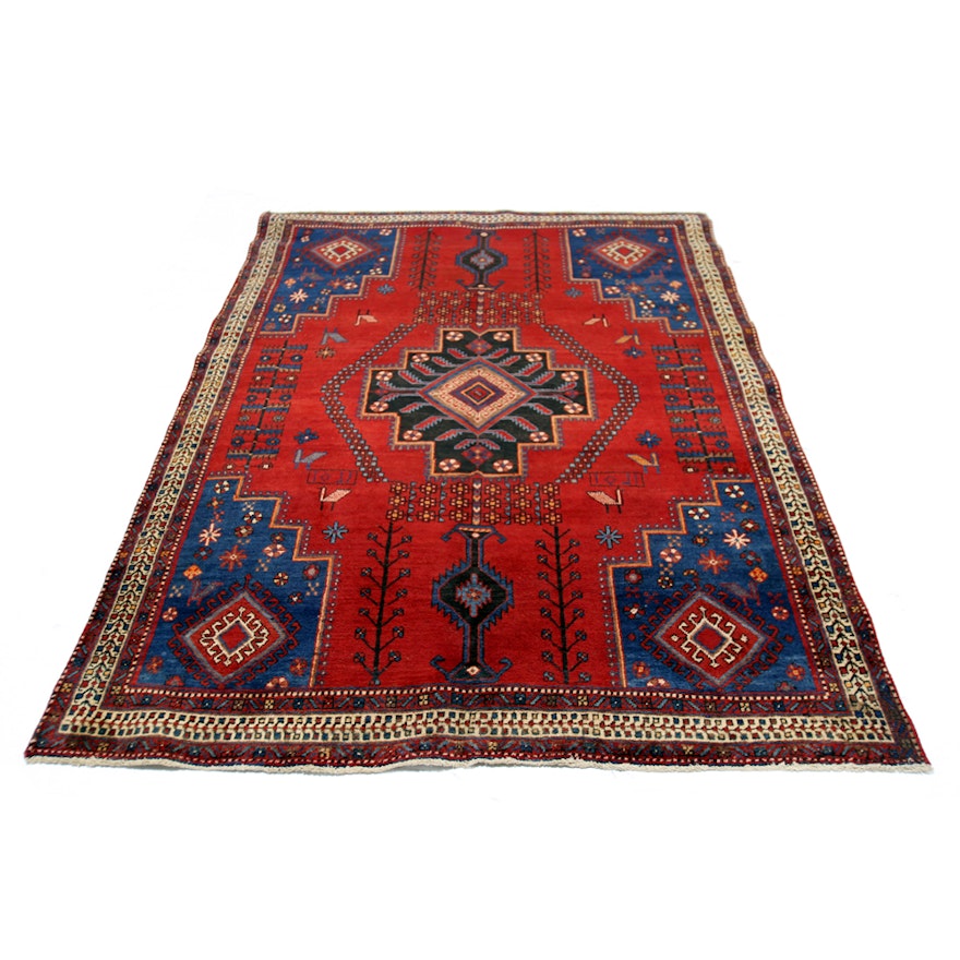 Hand-Knotted Vintage Persian Sirjan Wool Area Rug