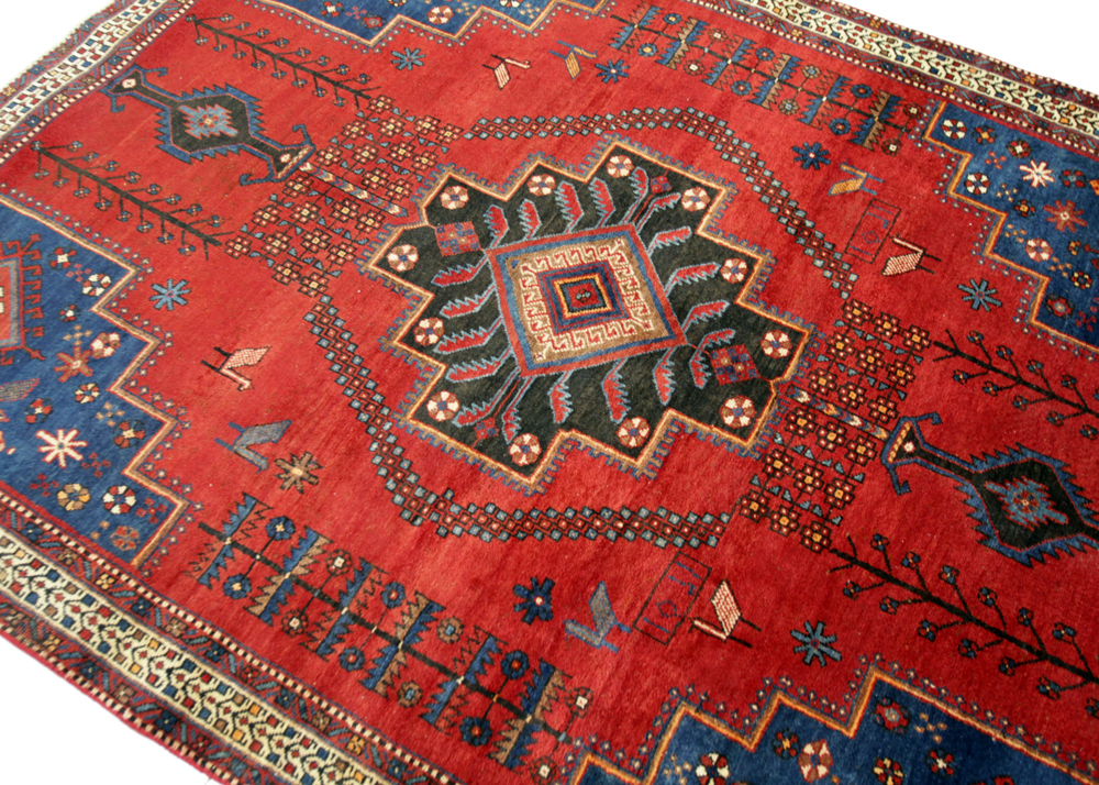Hand-Knotted Vintage Persian Sirjan Wool Area Rug