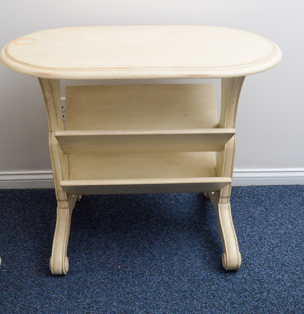 A Set of Cream Colored Wood Furniture and Desk Organizers