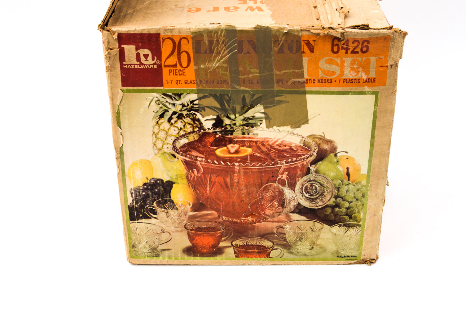 Vintage Anchorglass Serva-Snack Set and Hazelware Punch Bowl