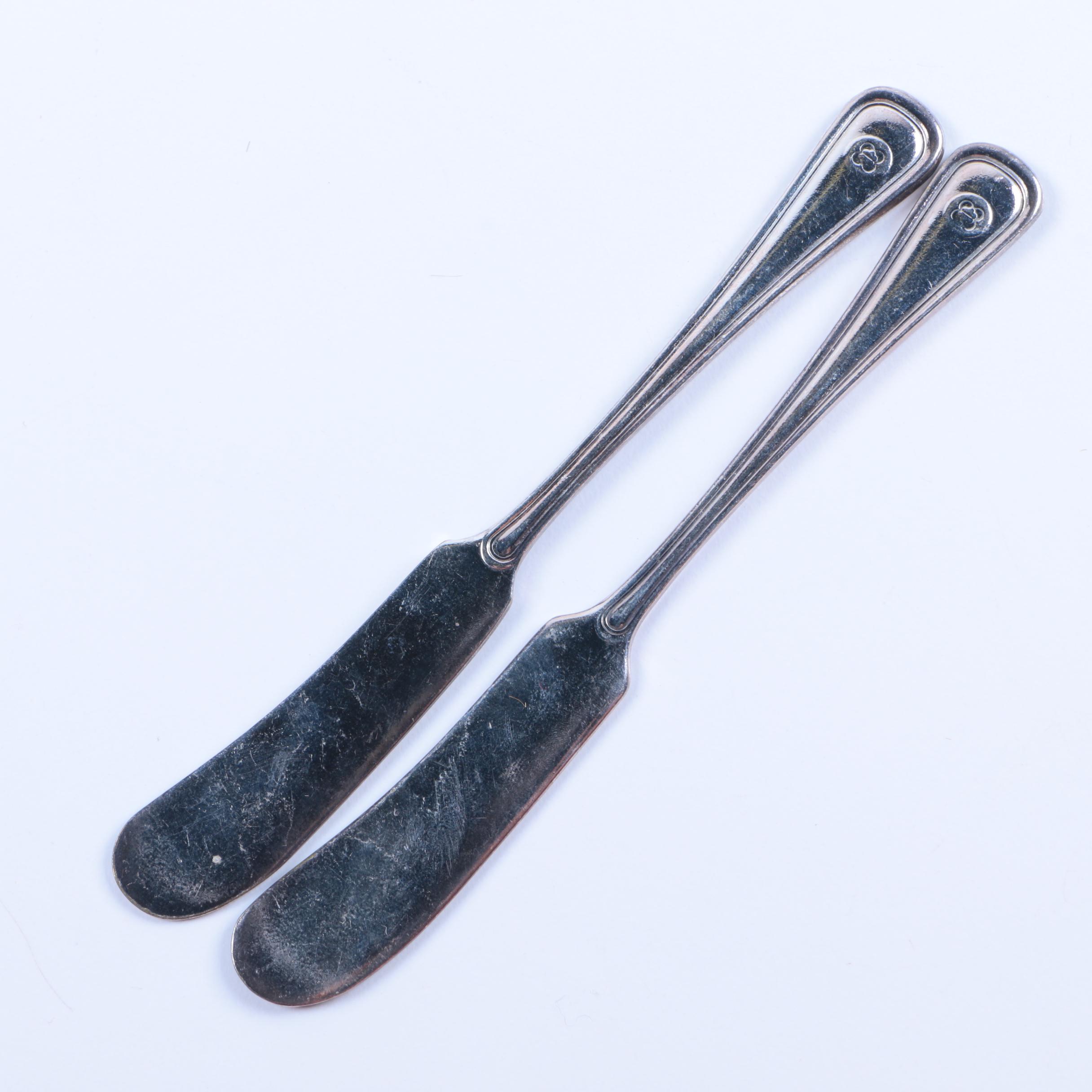 Royal Crown Porcelain Tea Service with Silver Plate Spreaders