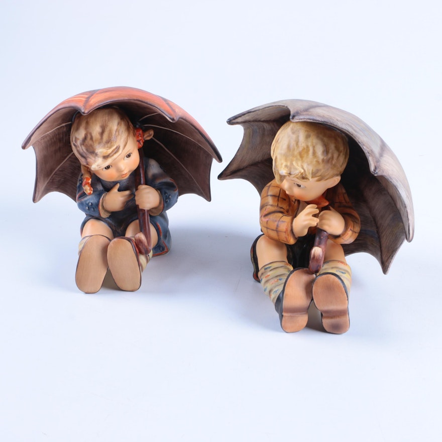 Hummel "Umbrella Girl" and "Umbrella Boy" Figurines