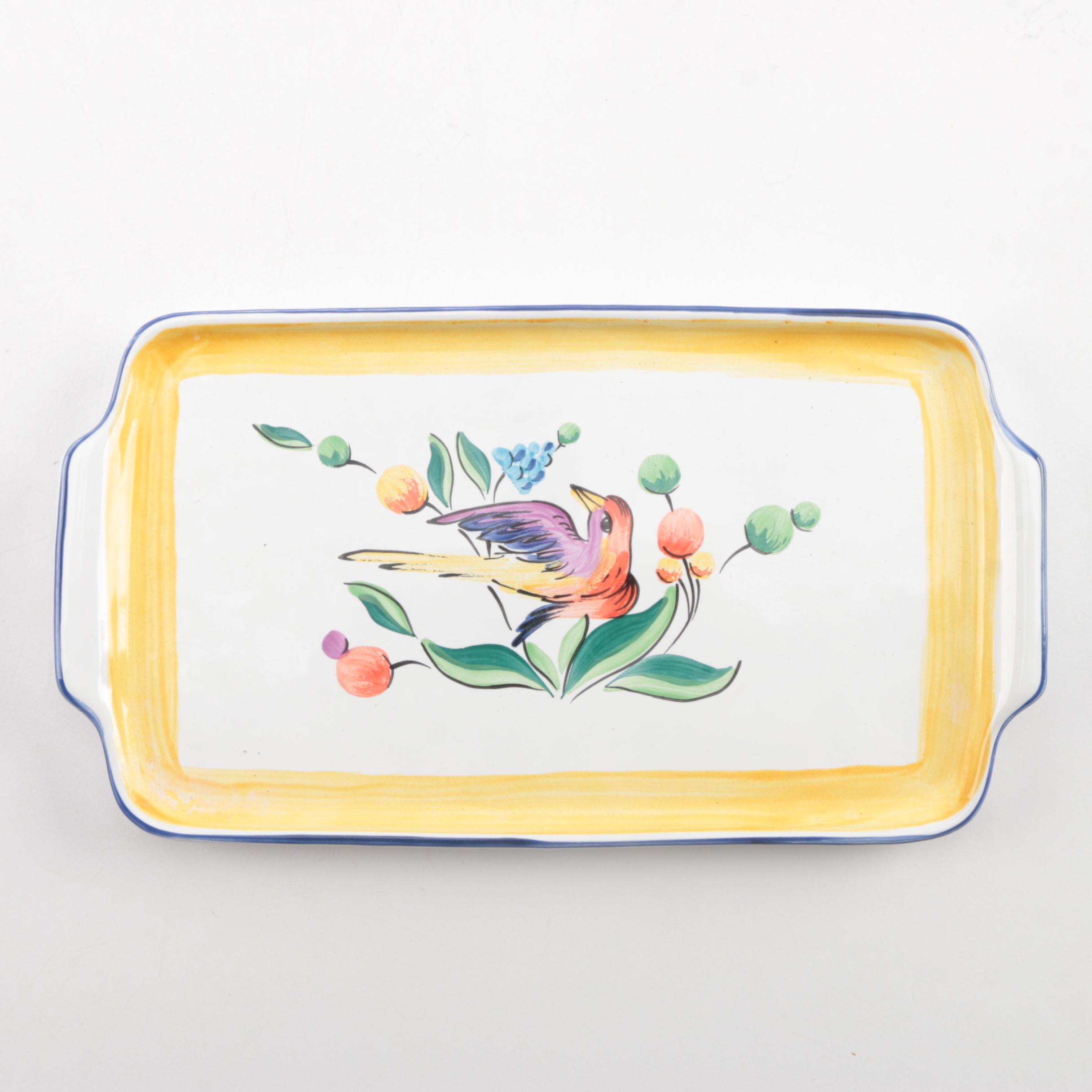 Herend Village Pottery "Morning Song" Shell Dish and Butter Tray