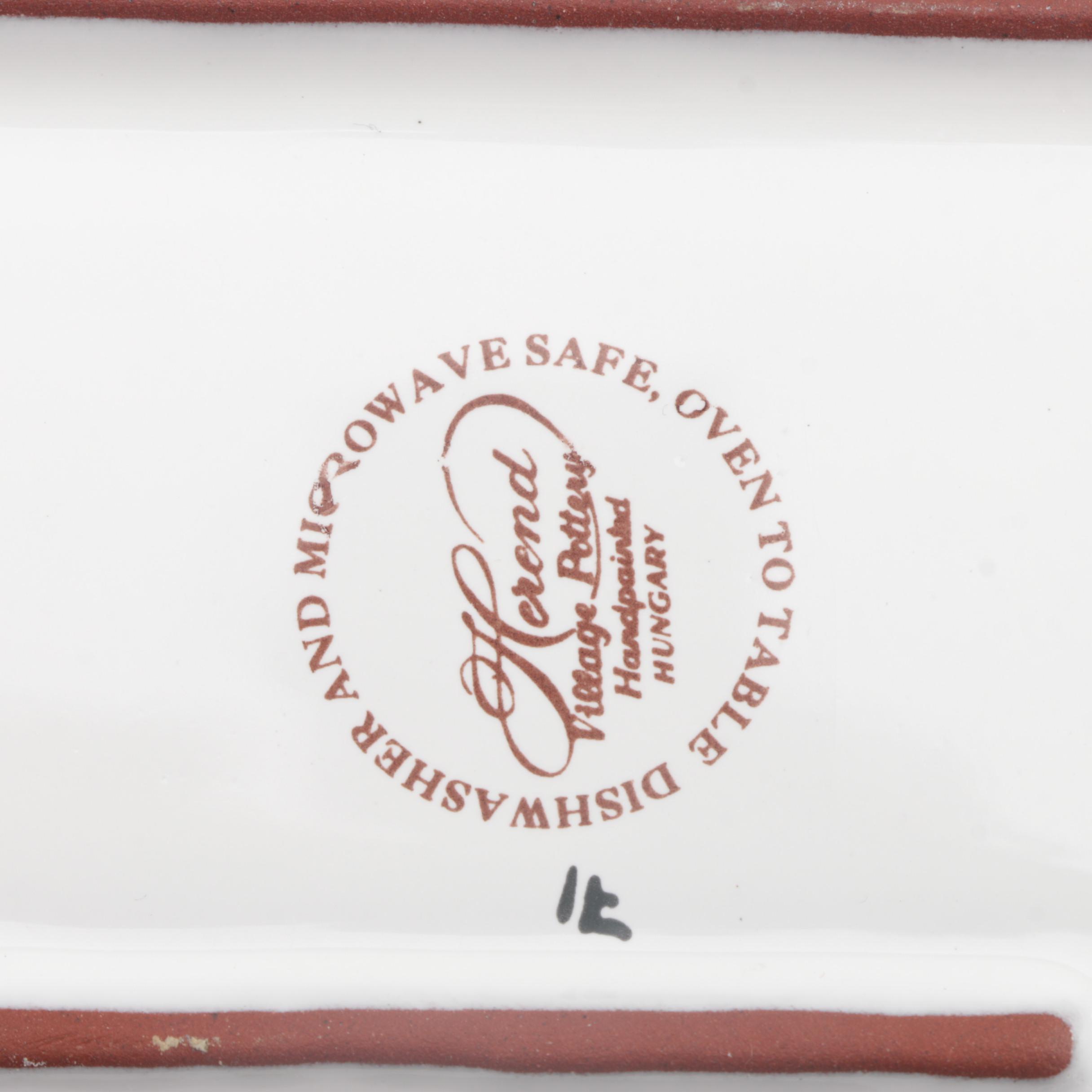 Herend Village Pottery "Morning Song" Shell Dish and Butter Tray