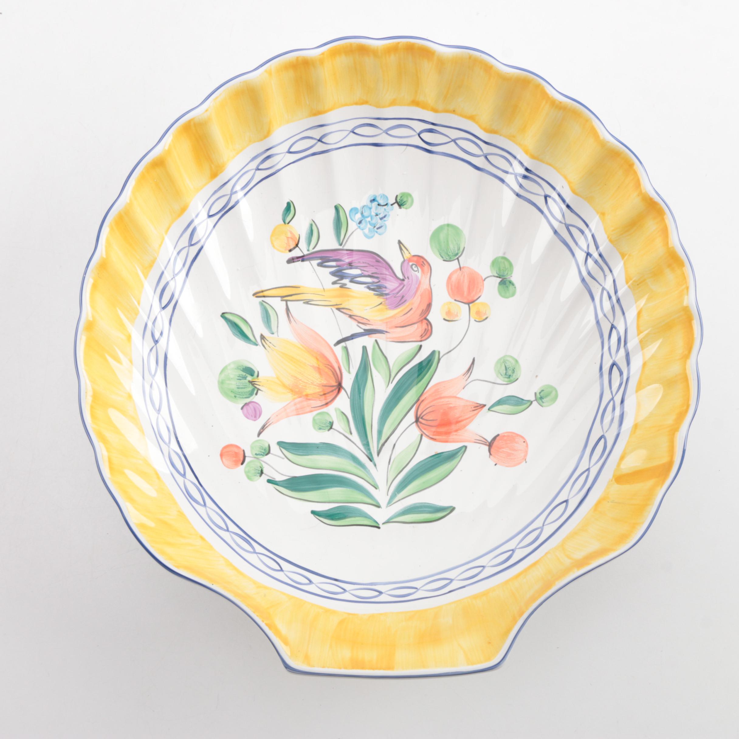 Herend Village Pottery "Morning Song" Shell Dish and Butter Tray