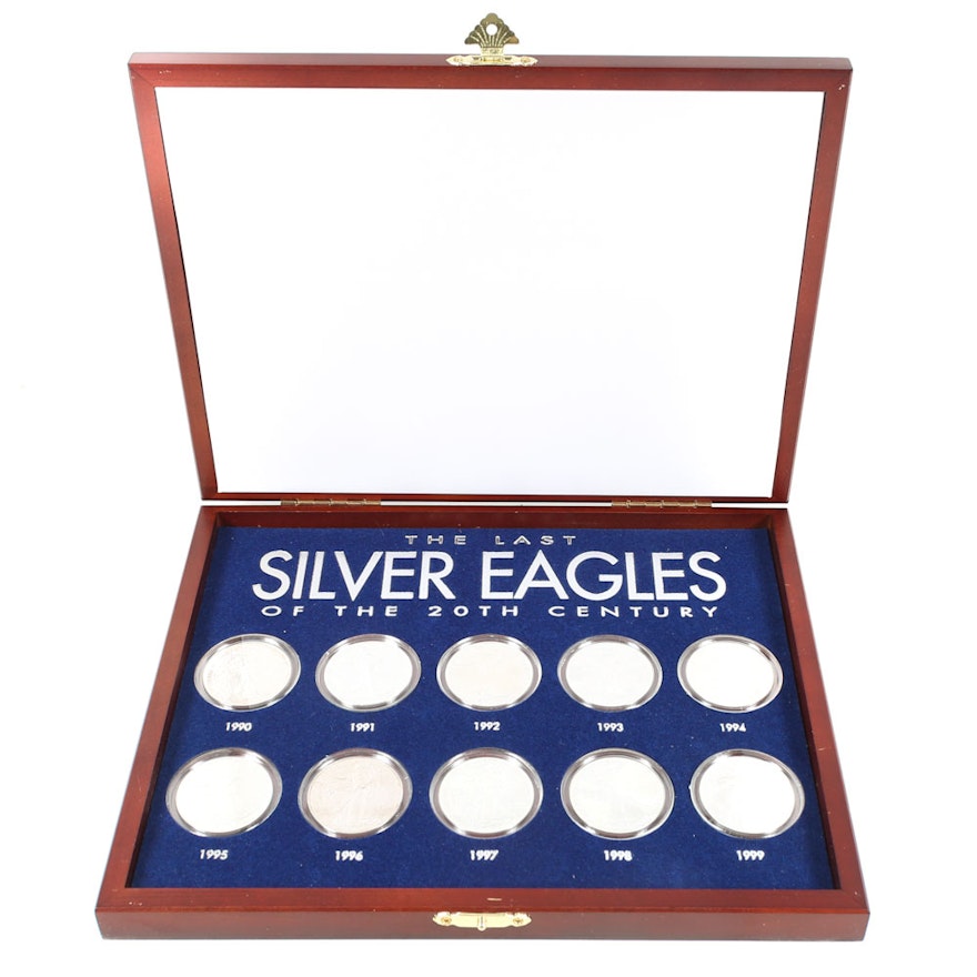 Collection of Silver Eagle Bullion Coins 1990-1999