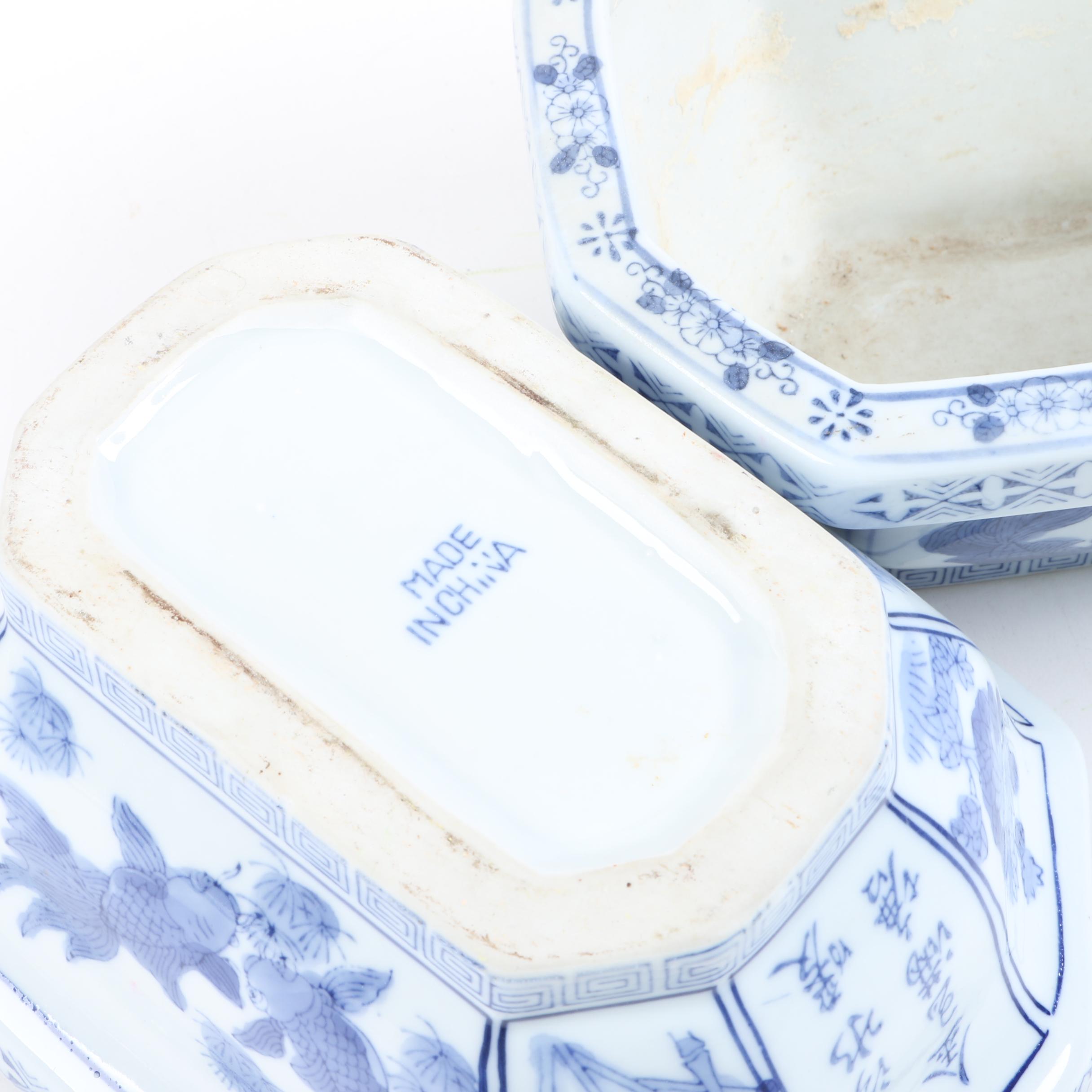 White and Blue Ceramic Planters