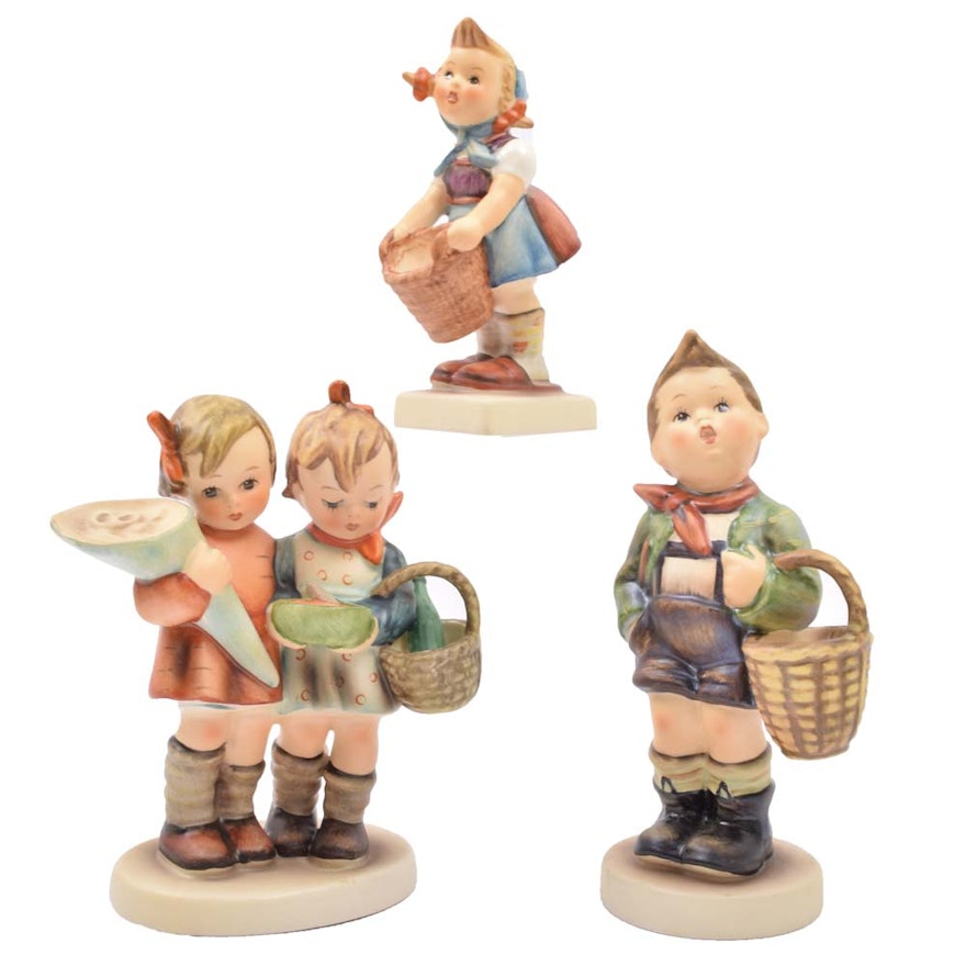 "Little Helper" "Going to Grandma's" and "Village Boy" Hummel Figurines