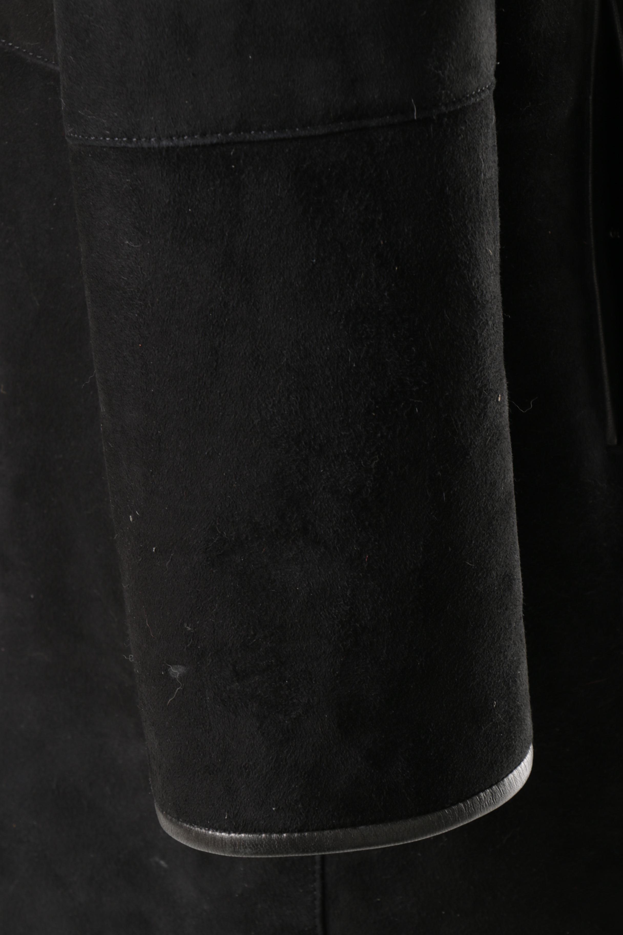 Men's Bigardini Collection Black Suede and Shearling Fur Coat