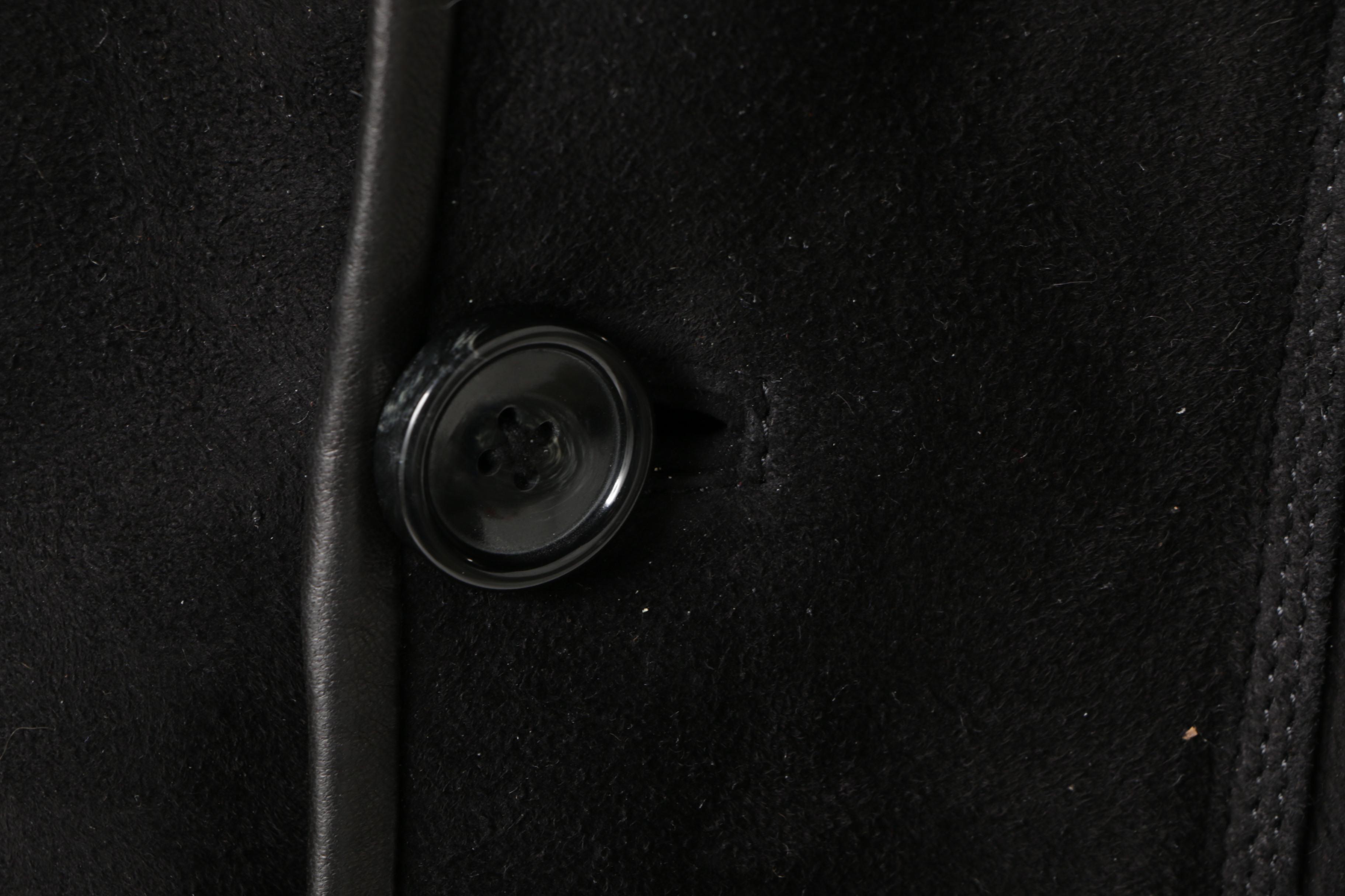 Men's Bigardini Collection Black Suede and Shearling Fur Coat