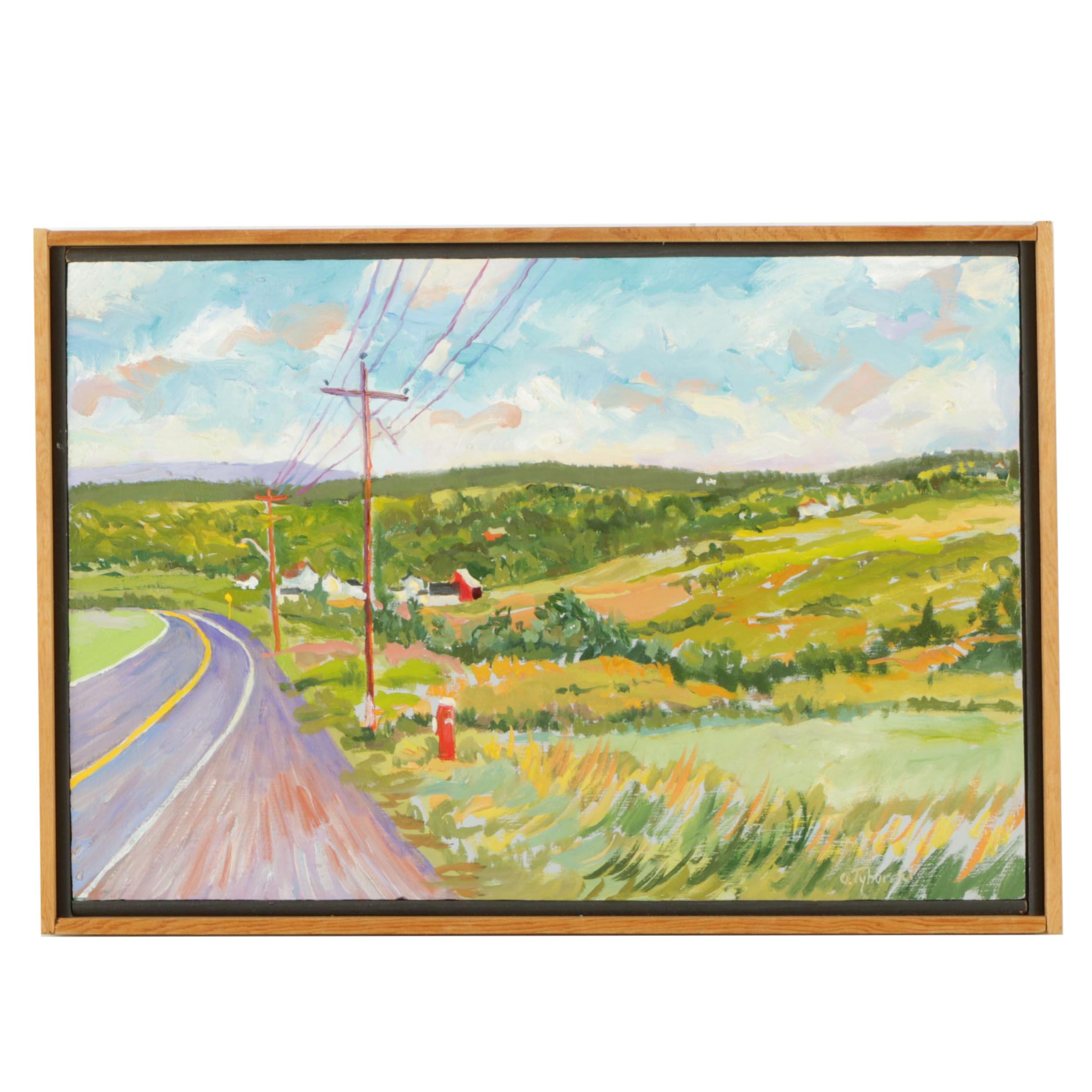 O. Tyborski Oil Painting on Board "On The Road Again"
