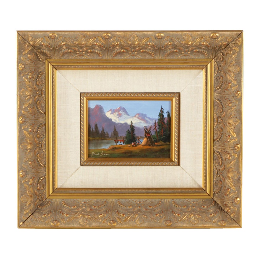 Heinie Hartwig Oil Painting on Board of a Mountain Landscape