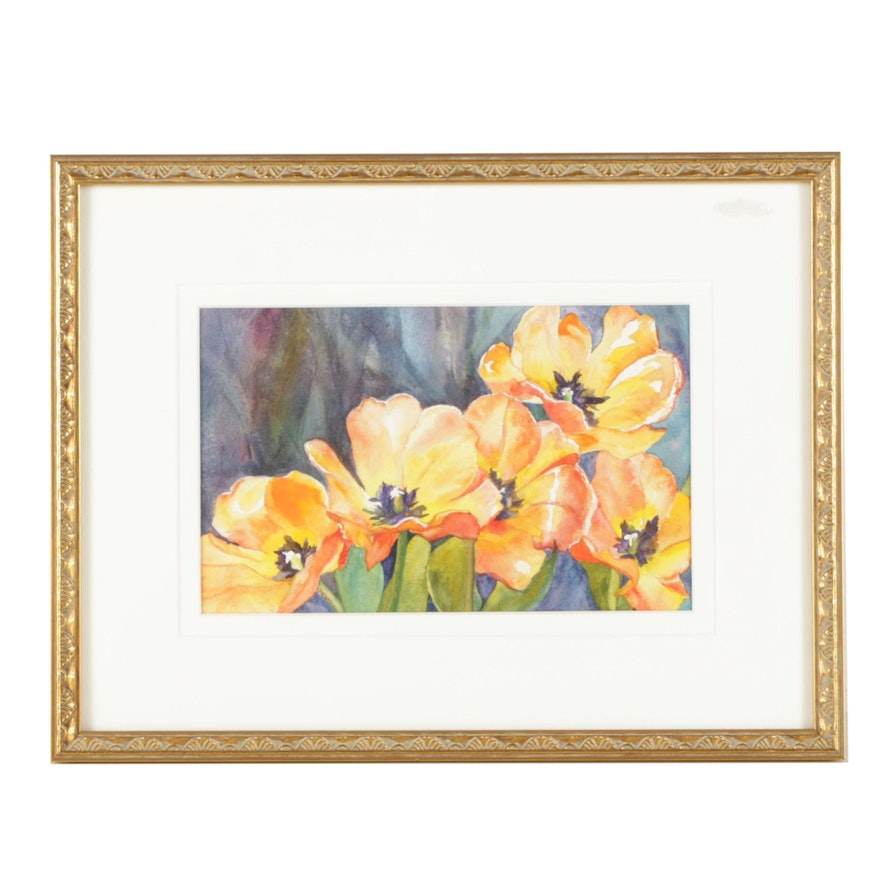 Judy Antico Watercolor Painting of Flowers