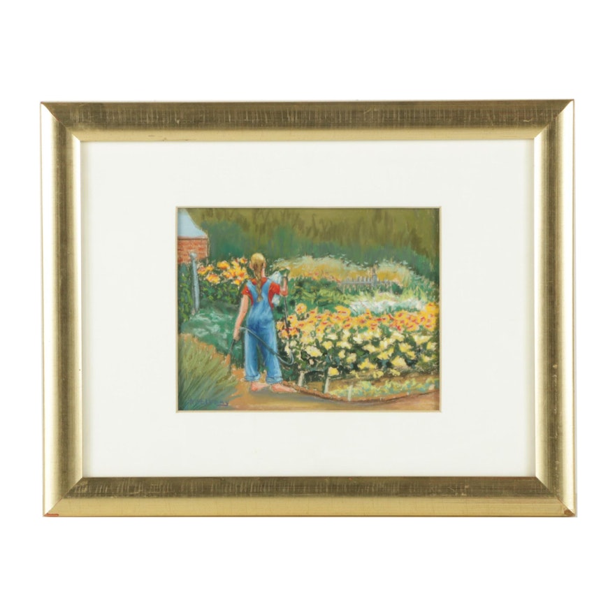 Jane McElvany Coonce Pastel Drawing of a Gardener