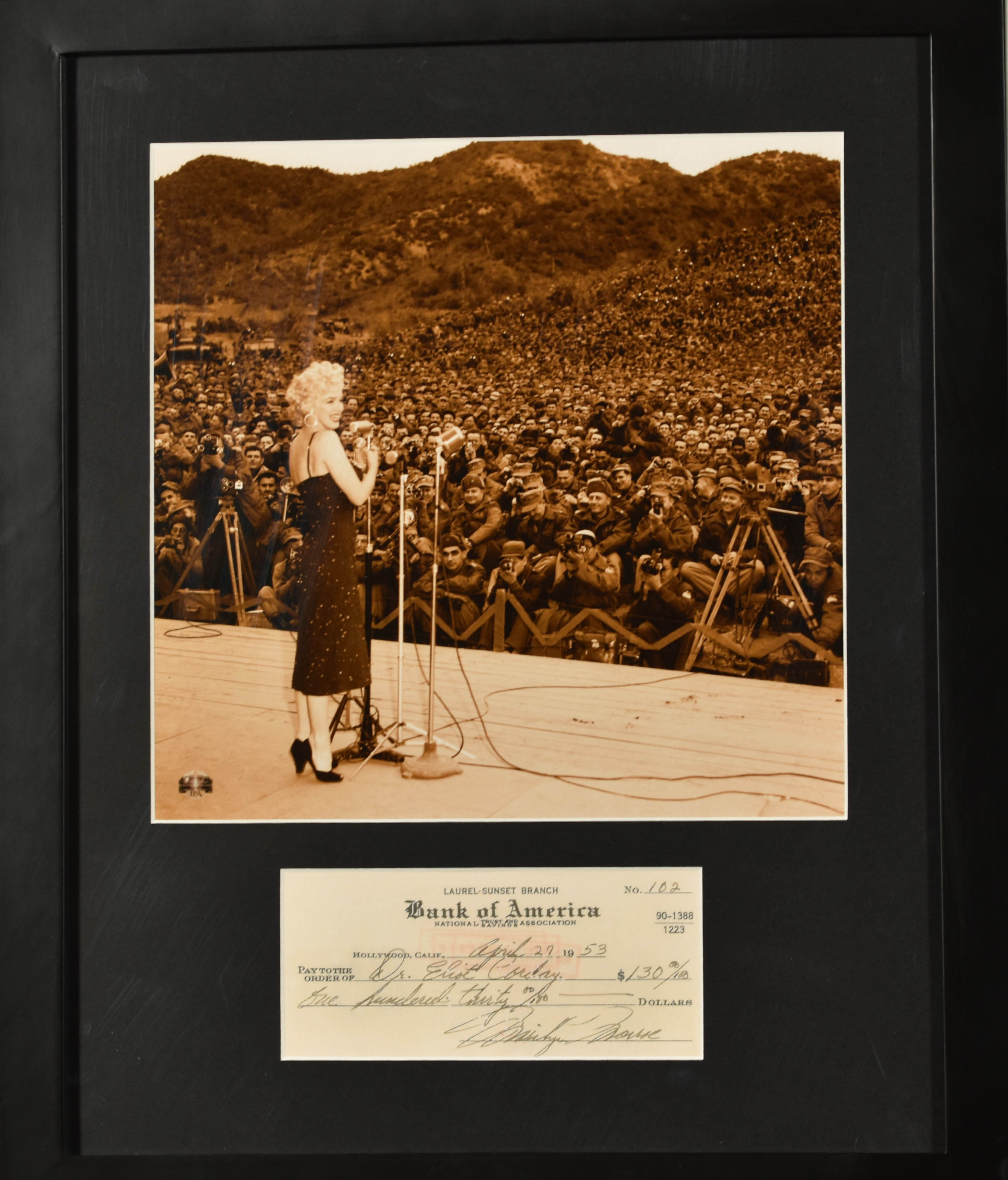 Marilyn Monroe Sings For the Troops with Personal Reproduction Check