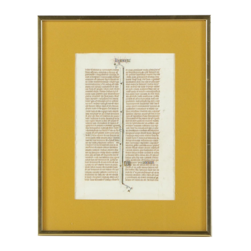 Medieval Hand-Painted Double-Sided Latin Manuscript on Vellum