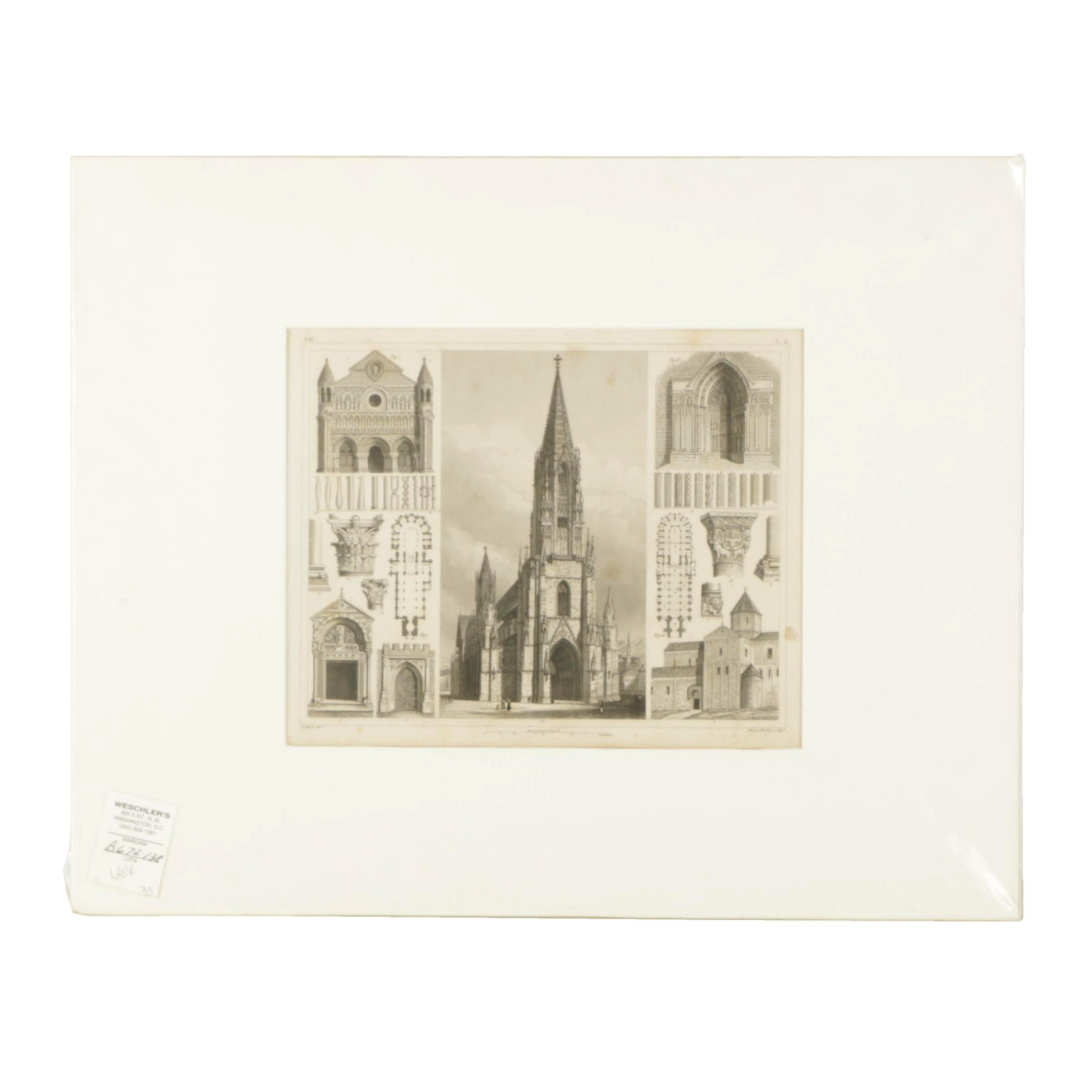 Henry Winkles Engraving on Paper of Freiburg Minster