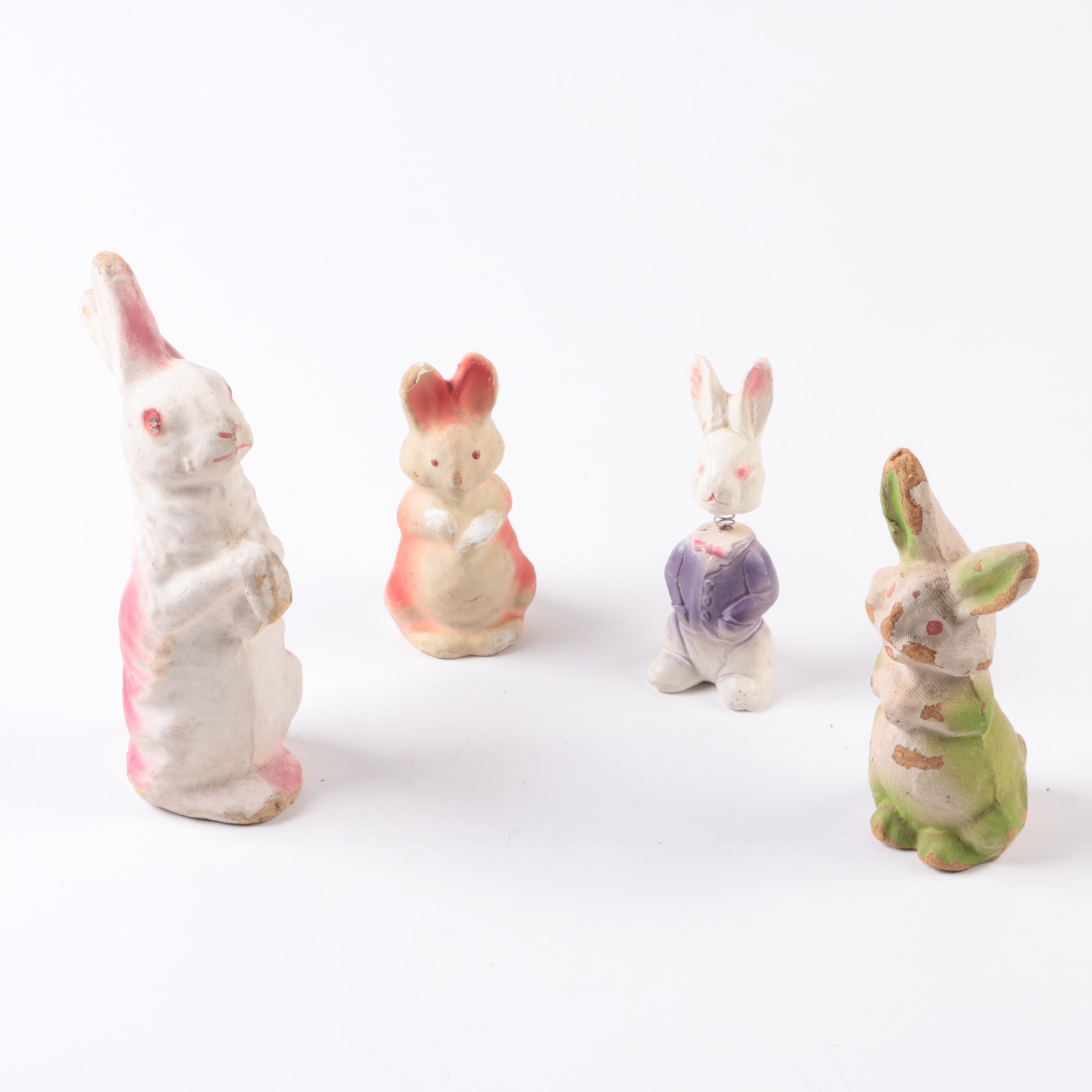 Vintage Easter Rabbit Figurine Including Paper Mache