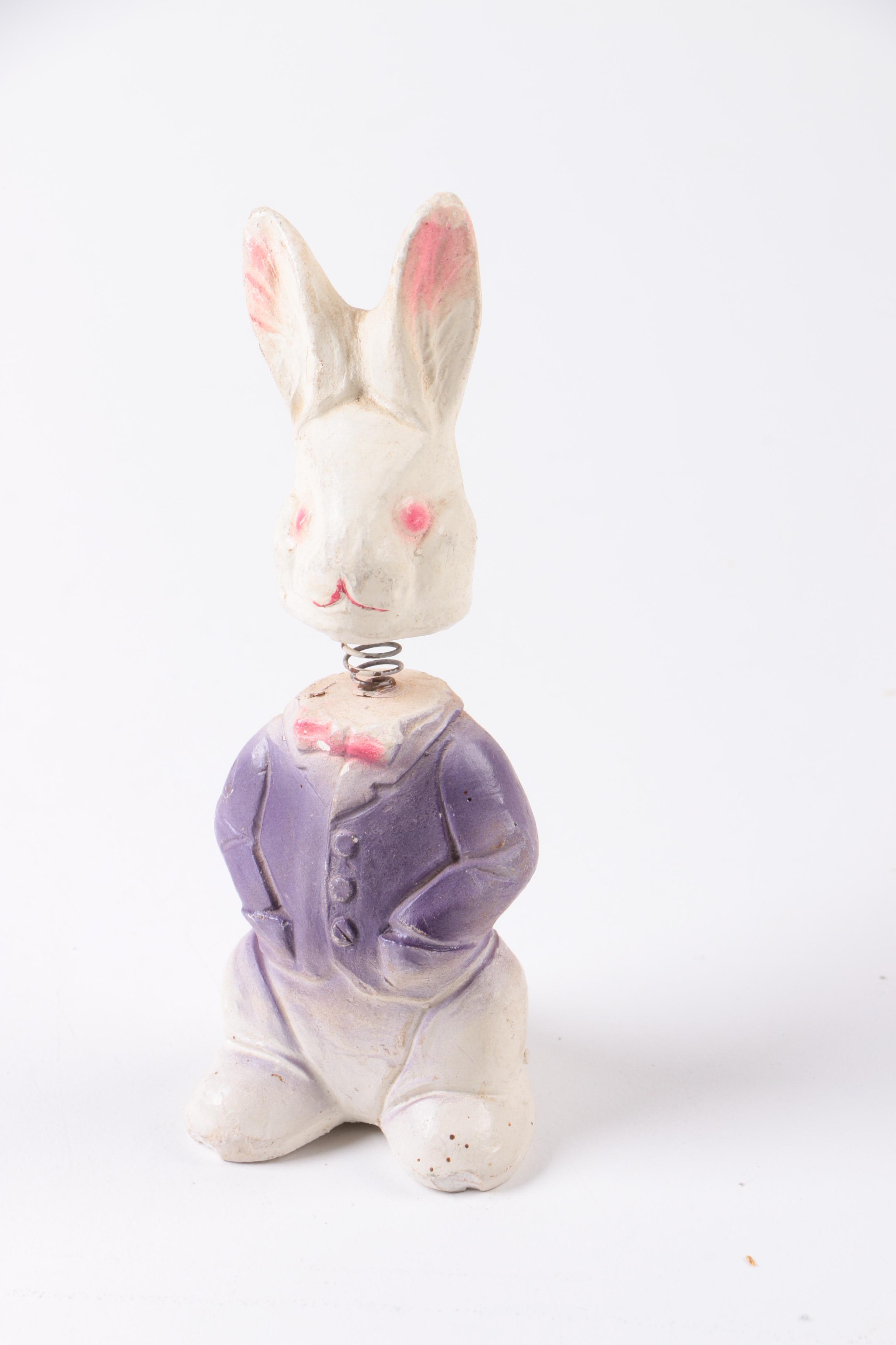 Vintage Easter Rabbit Figurine Including Paper Mache