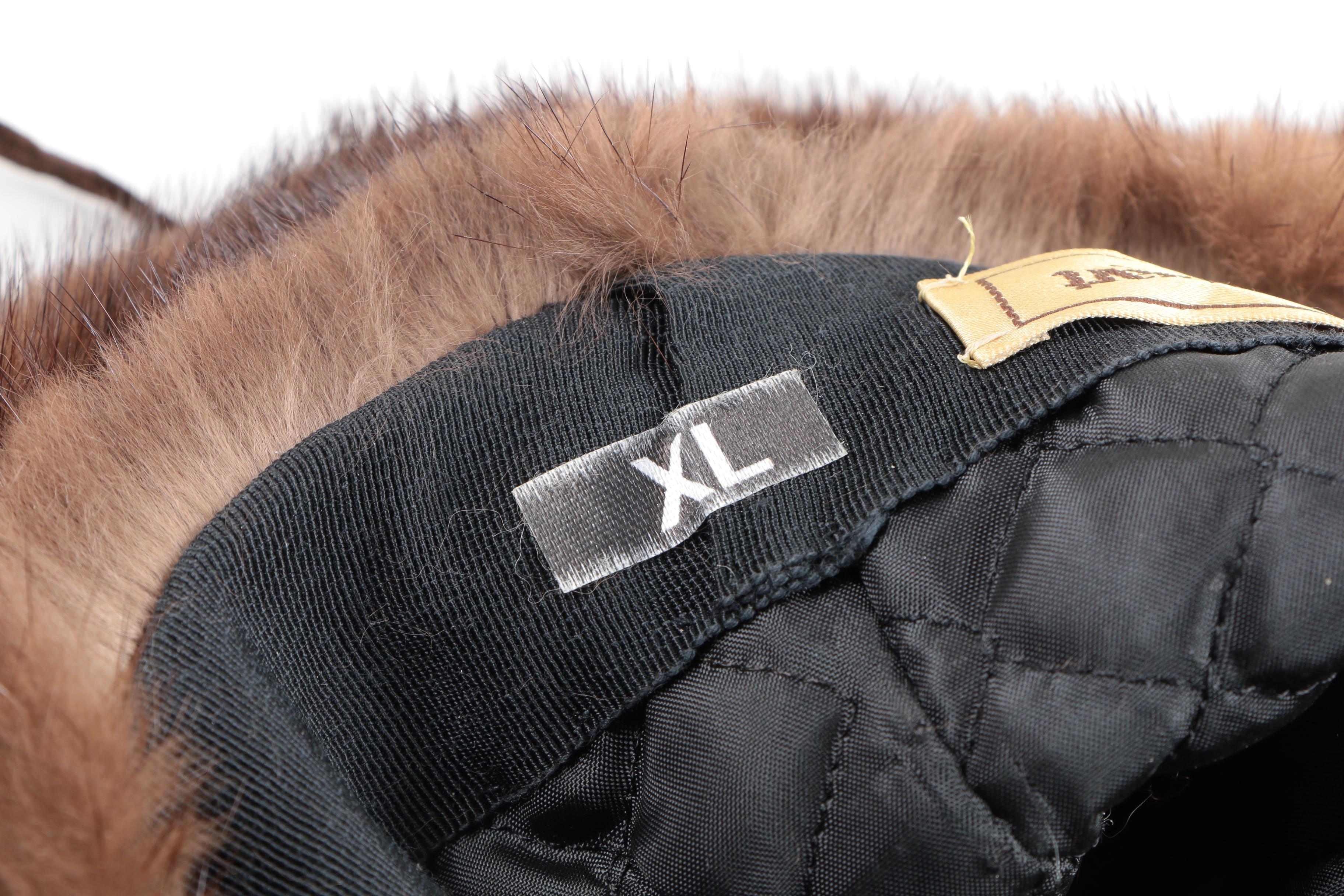 Paul Stuart Brown Suede Leather Mink Fur Trapper Hat