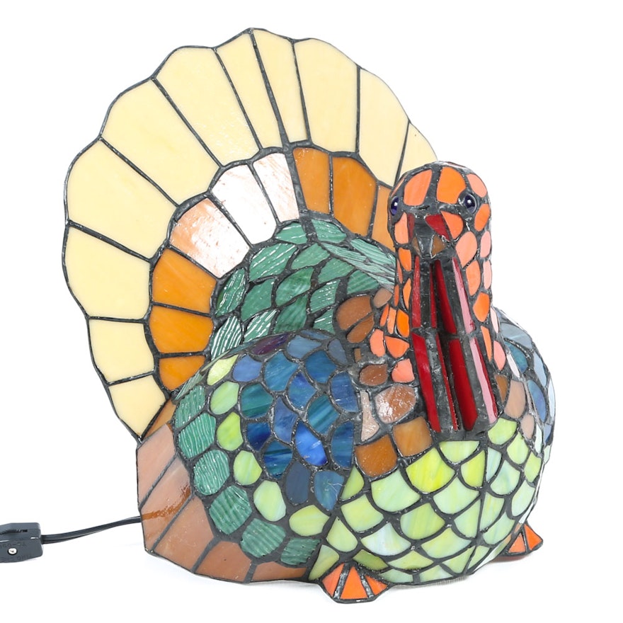 Tiffany Inspired Turkey Stained Glass Buffet Lamp