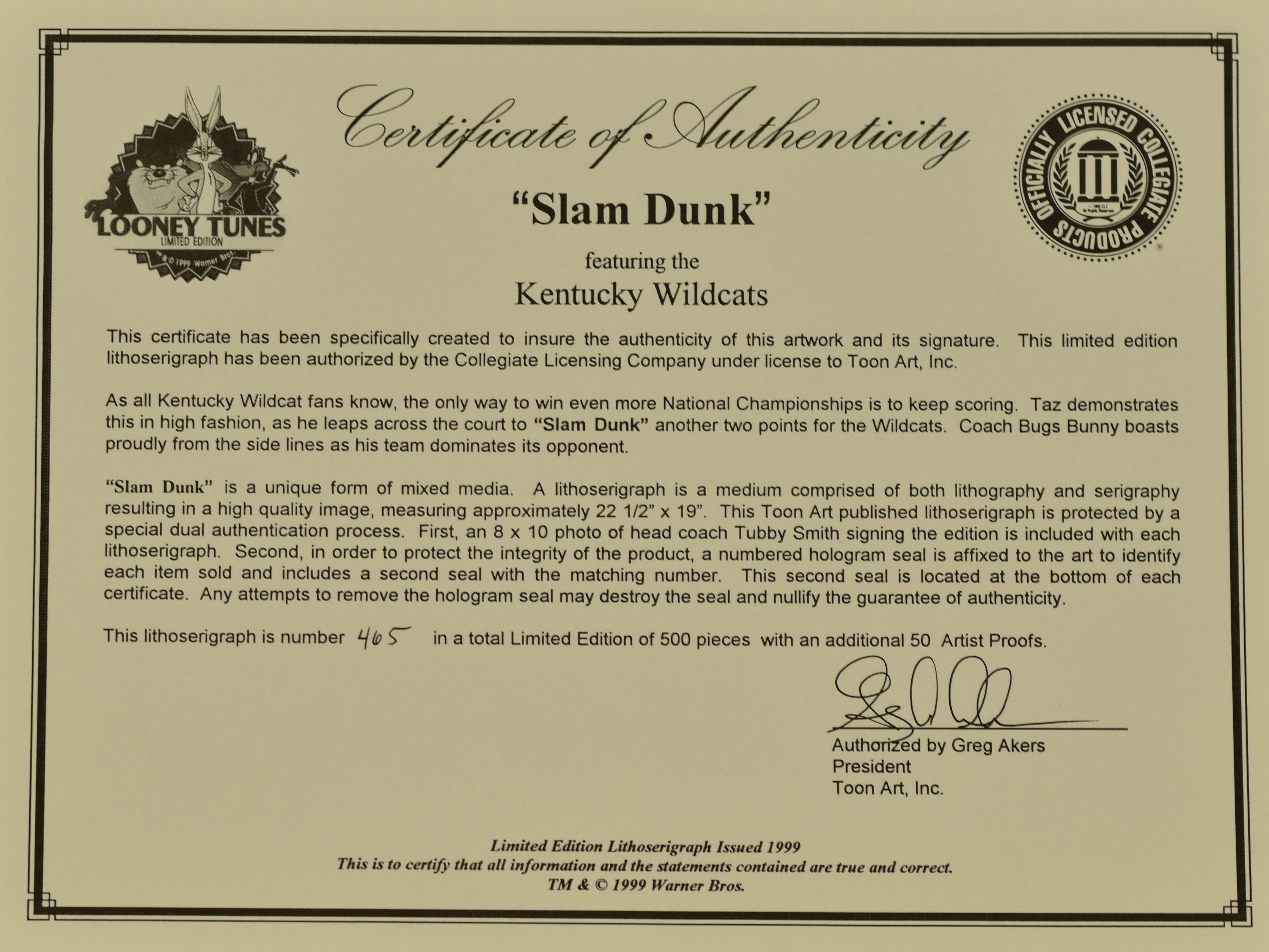 Warner Bros. L.E. UK Basketball Lithoserigraph- Slam Dunk