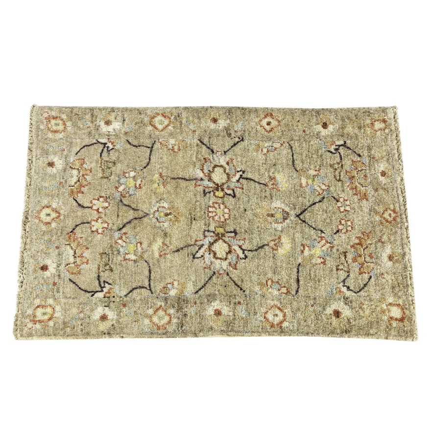 Hand-Knotted Pakistani Ziegler Accent Rug