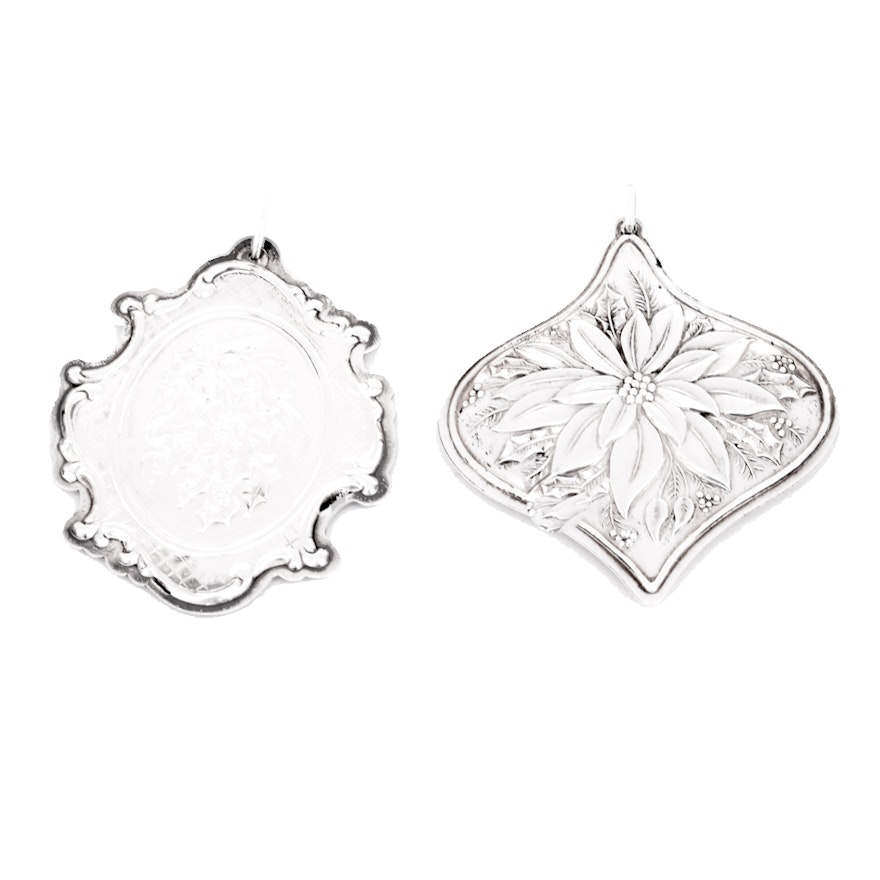 Towle Sterling Silver "Floral Medallion" Christmas Ornaments