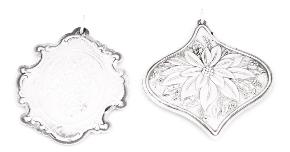 Towle Sterling Silver "Floral Medallion" Christmas Ornaments