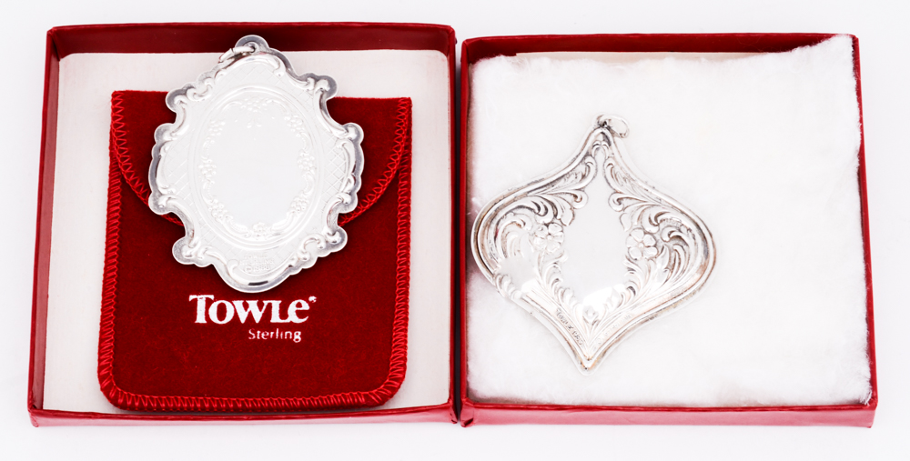 Towle Sterling Silver "Floral Medallion" Christmas Ornaments