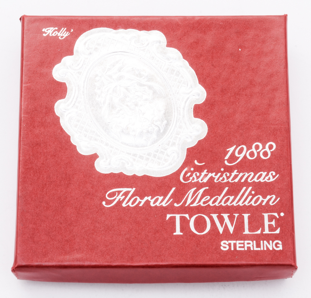 Towle Sterling Silver "Floral Medallion" Christmas Ornaments