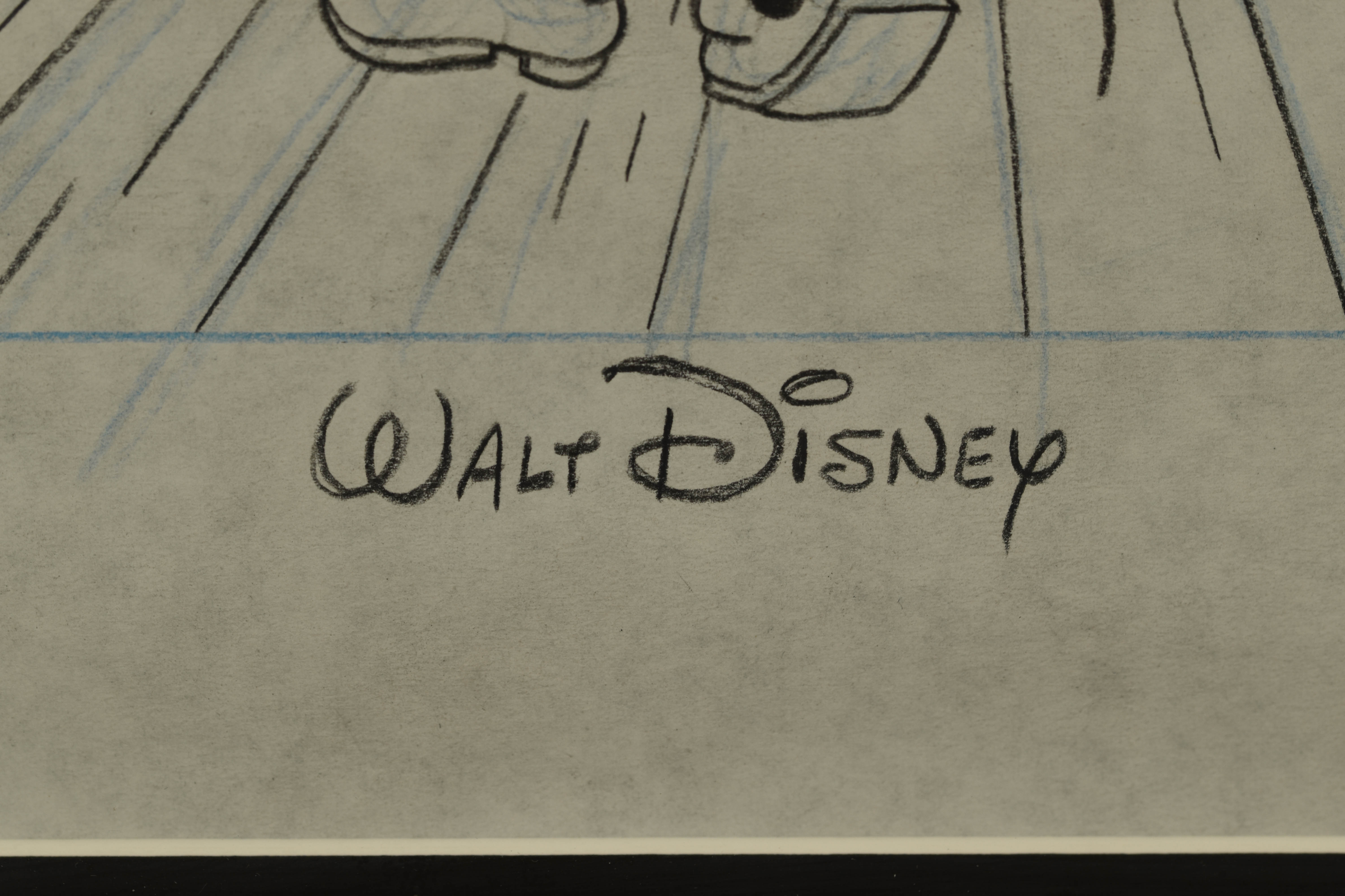 Walt Disney Framed Sketch - Steamboat Willie - Signed by Paul Carlson