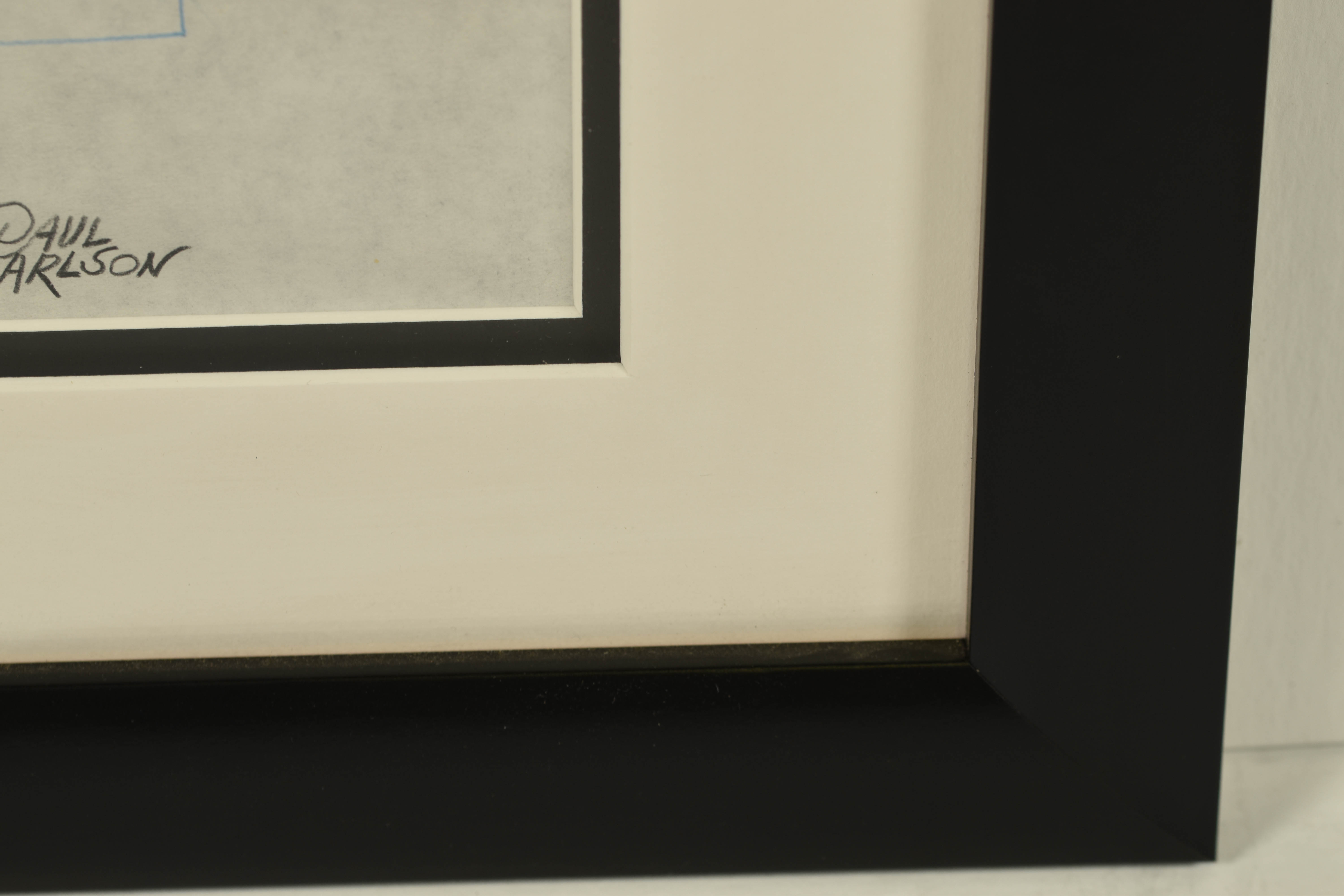 Walt Disney Framed Sketch - Steamboat Willie - Signed by Paul Carlson