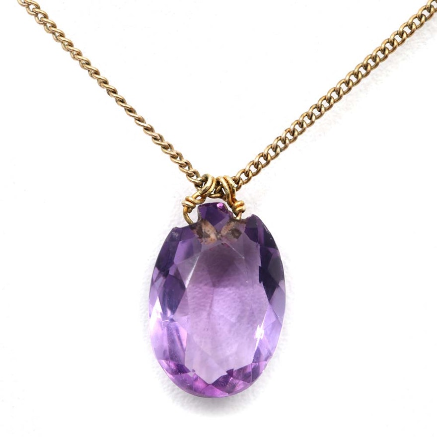 3.35 Carat Amethyst Pendant on a Gold Filled Chain