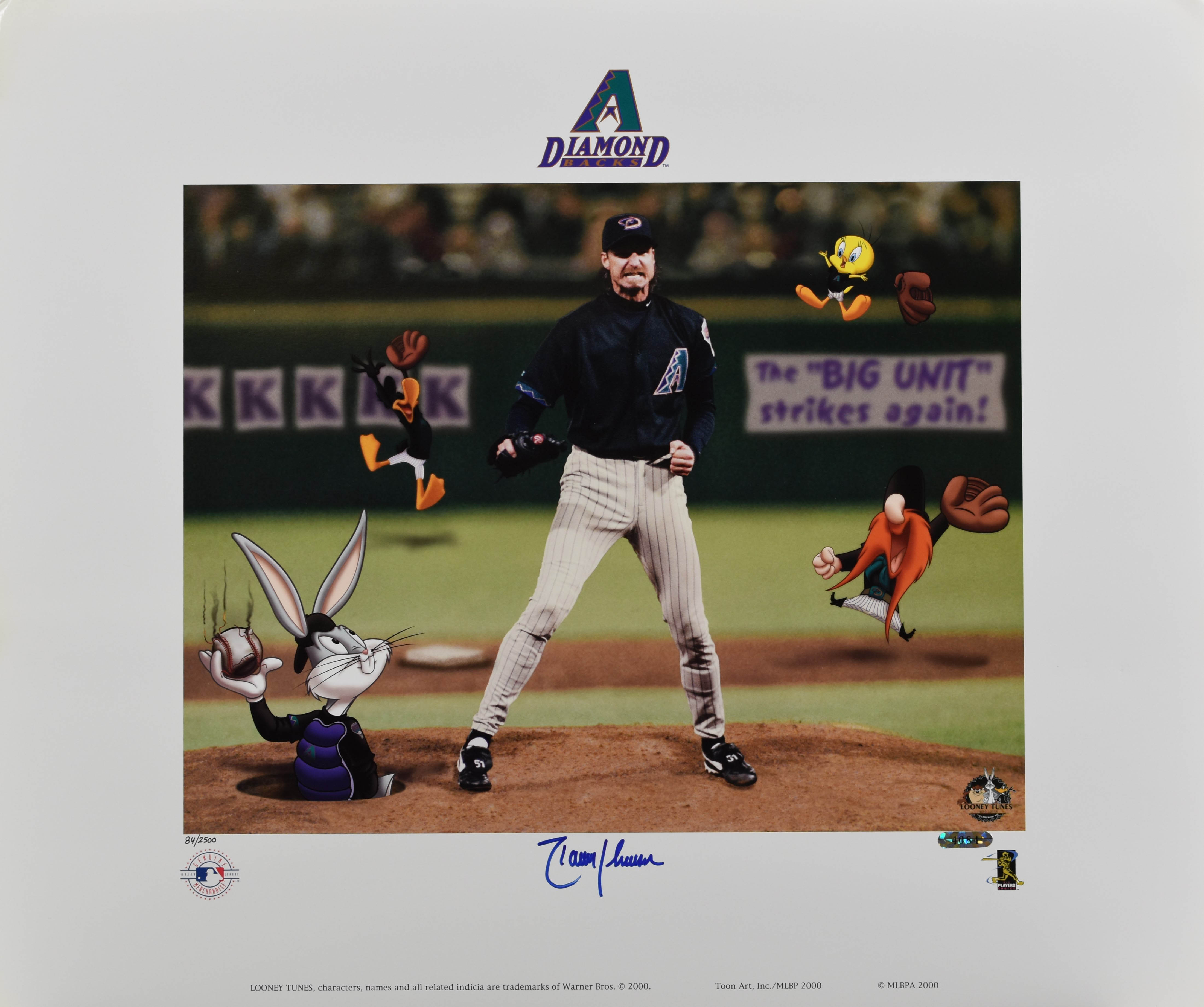 Warner Bros. L.E. Lithograph signed by Diamondbacks Pitcher Randy Johnson