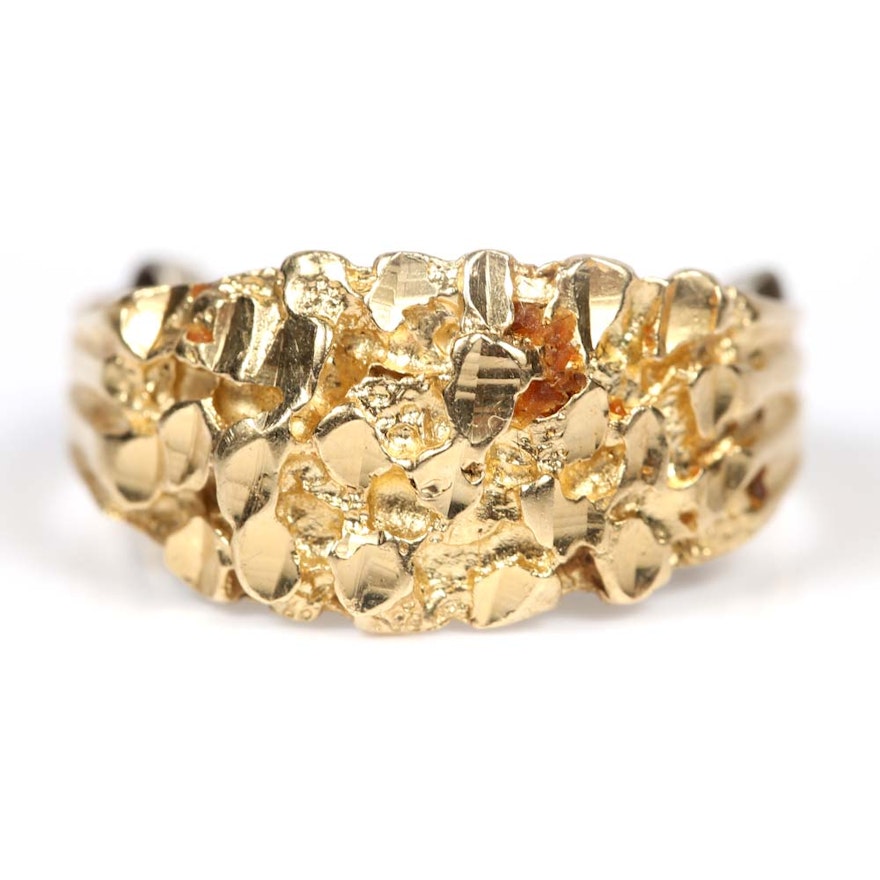 14K Yellow Gold Nugget Style Ring