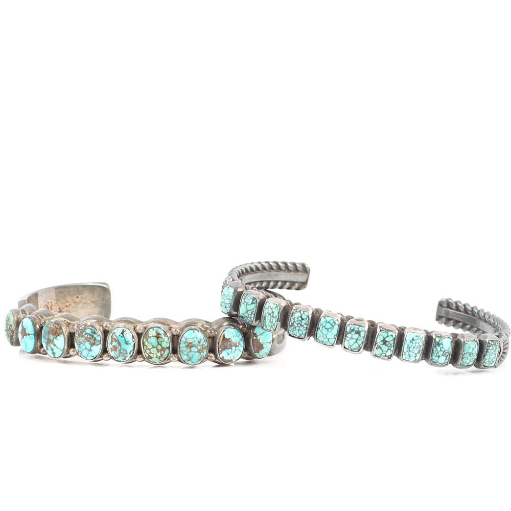 Navajo Diné Sterling Silver Turquoise Cuff Bracelets