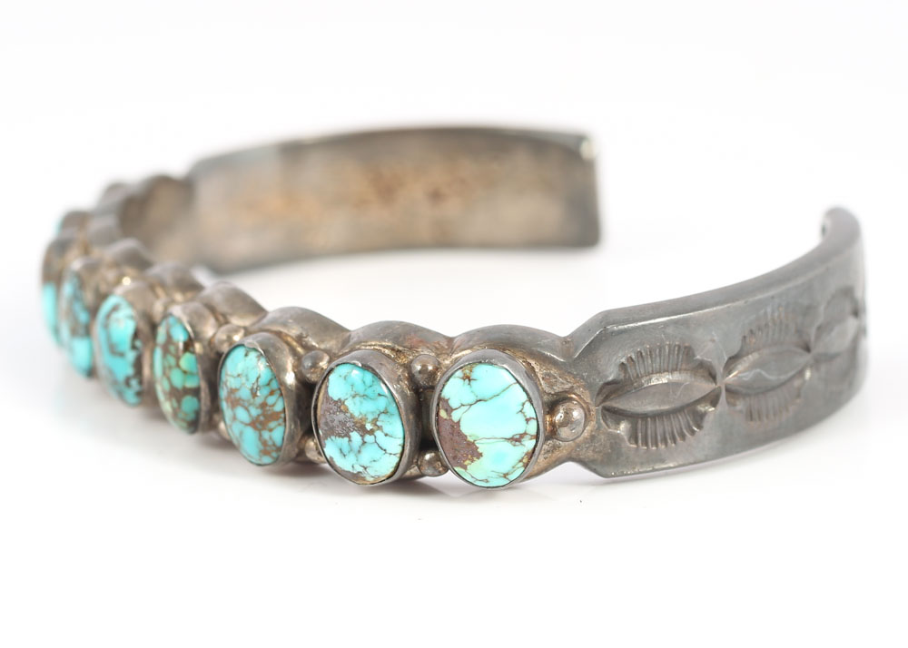 Navajo Diné Sterling Silver Turquoise Cuff Bracelets