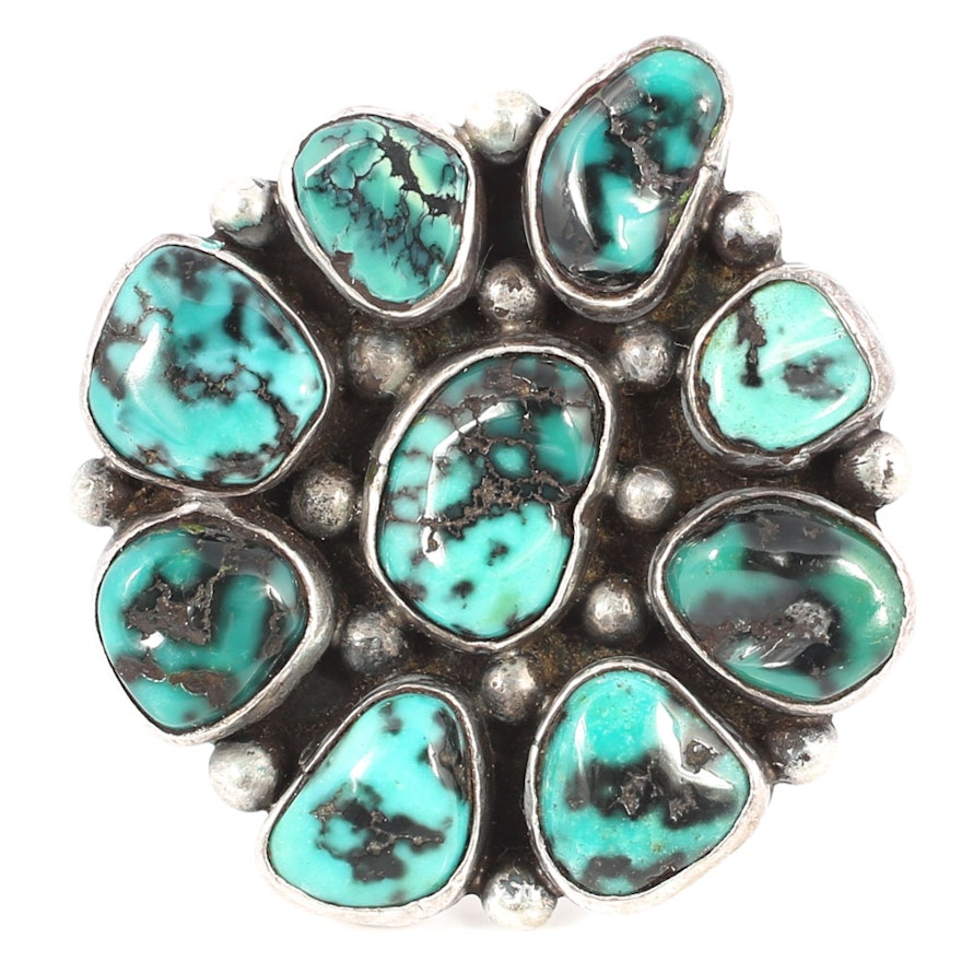 Sterling Silver Turquoise Chunky Bezel Set Stone Ring