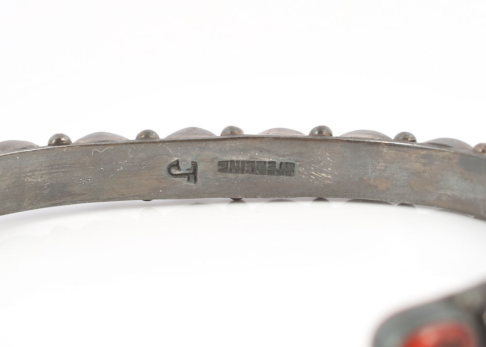 Frederico Jiménez Mexico Sterling Silver Coral Cuff Bracelet