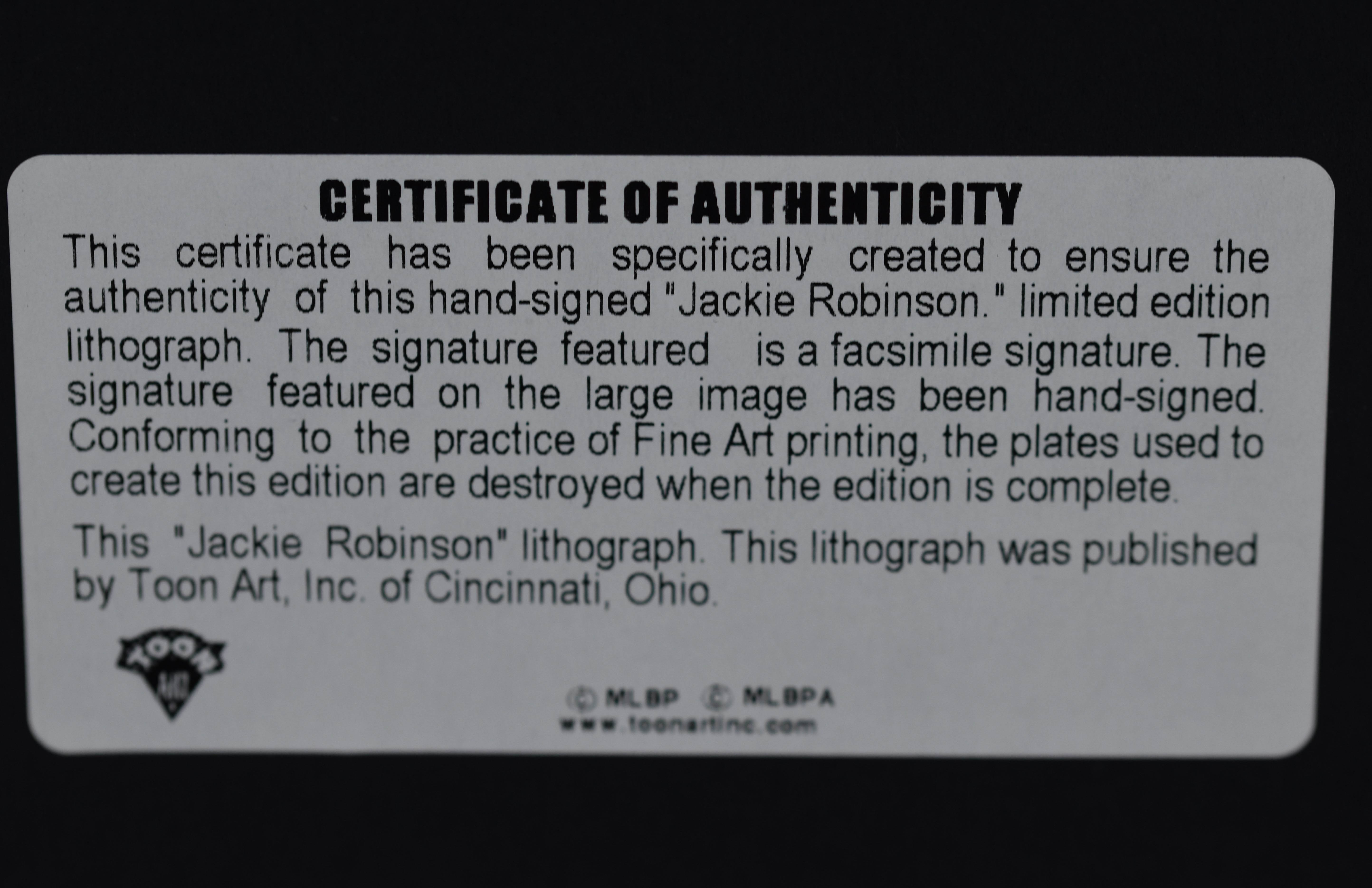 LE Framed Lithographs of Jackie Robinson, Tommy Lasorda and Homerun Popeye Dodge