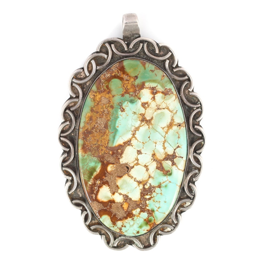 Blackened Sterling Silver Turquoise Pendant