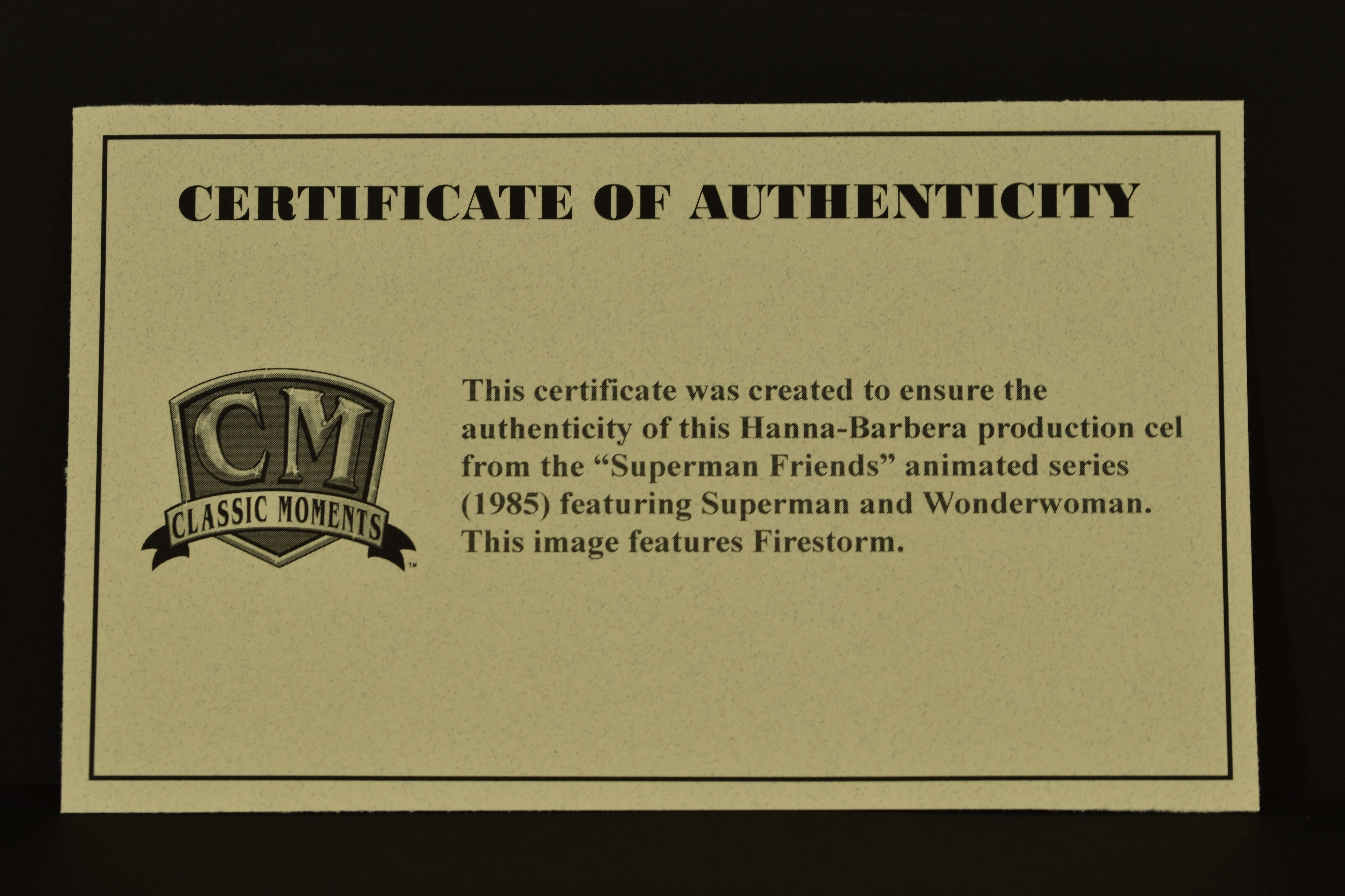 Original 1985 "Super Friends" Firestorm Animation Cel