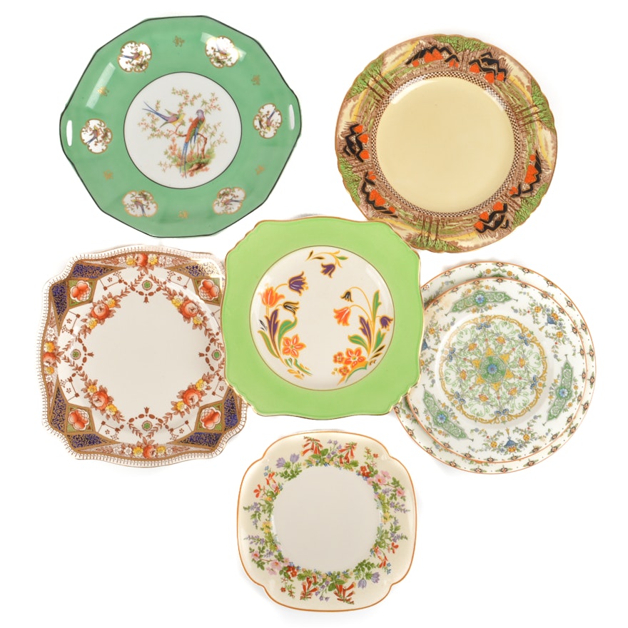 Vintage Floral China and Porcelain Plate Collection including Royal Worcester