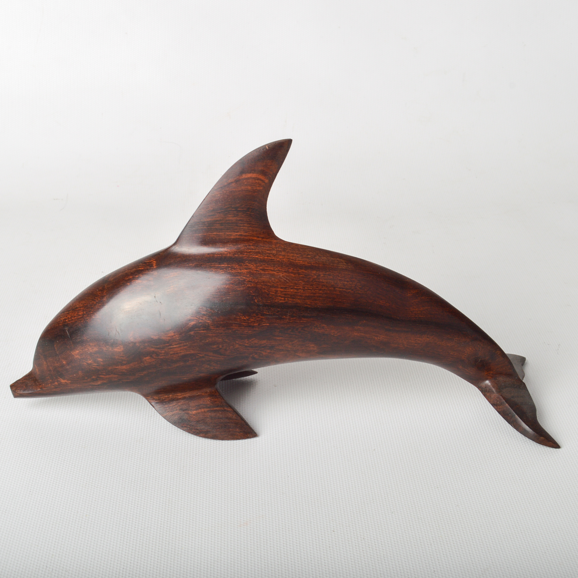 Hand Carved Wood Dolphin and Sea Turtle Sculptures