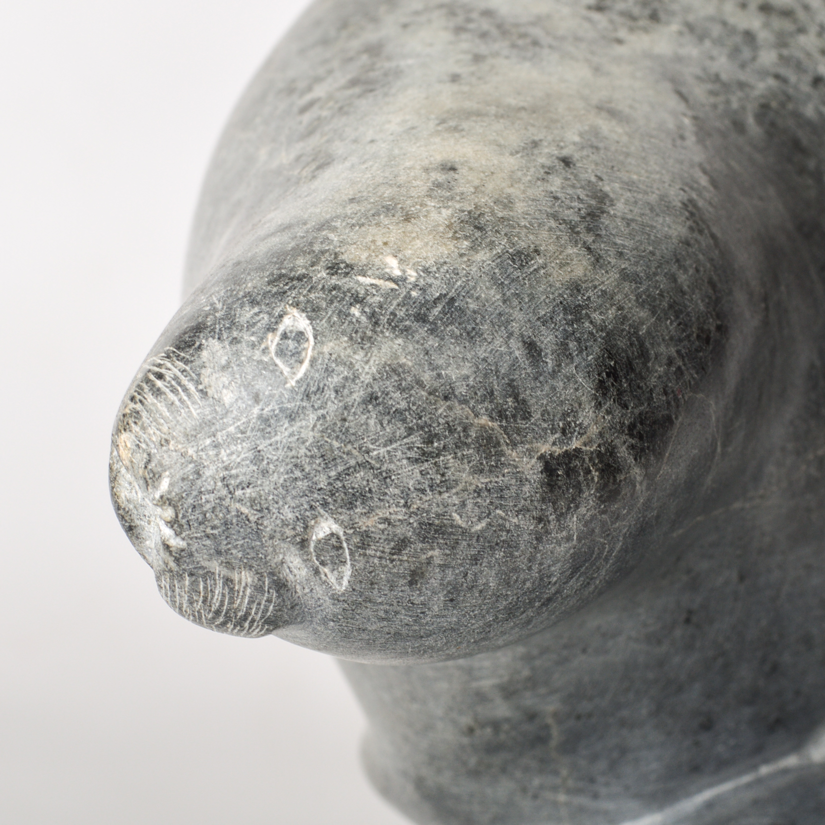 Eskimo Hand Carved Soapstone and Wood Sea Lions