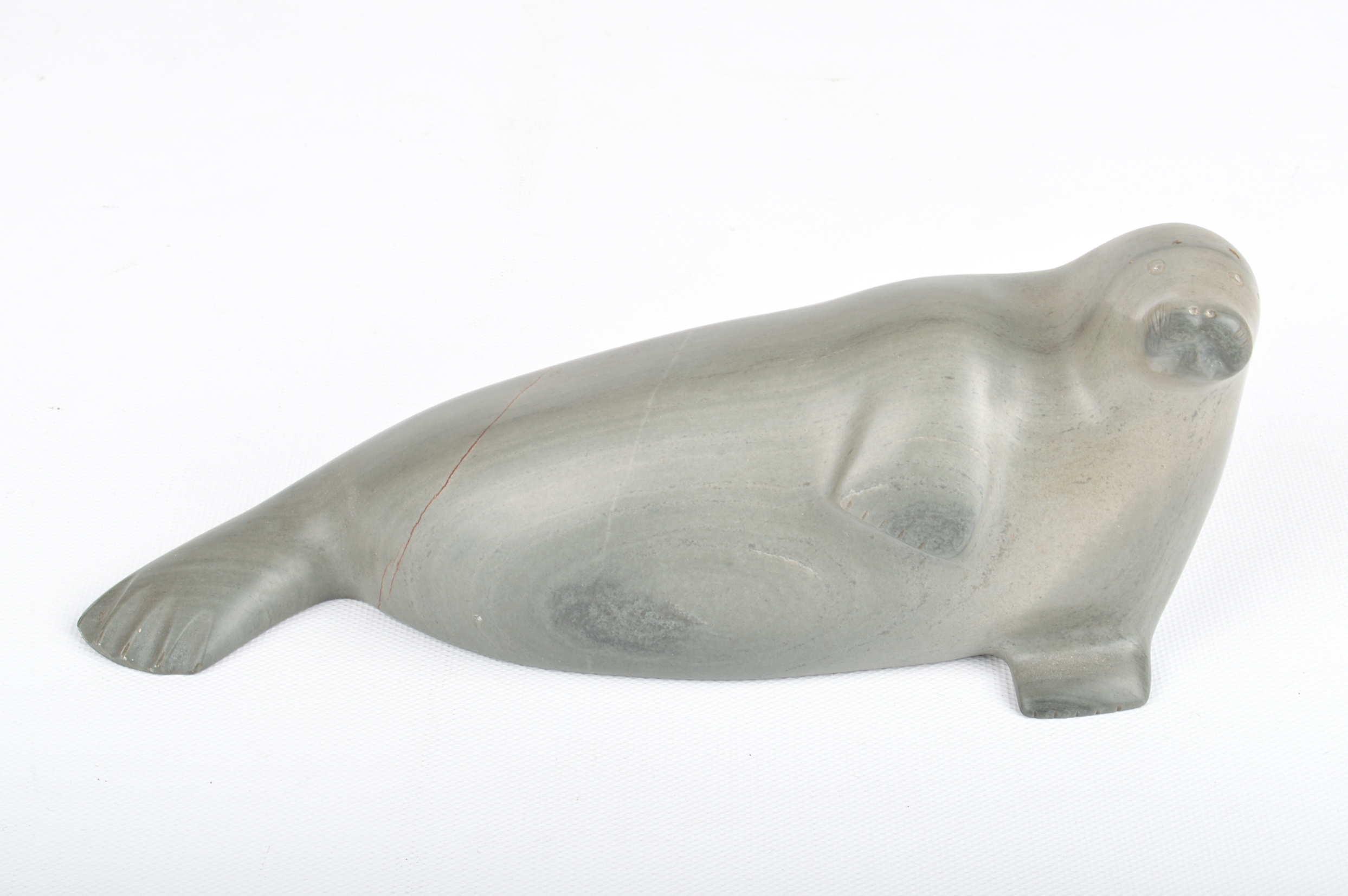 Eskimo Hand Carved Soapstone and Wood Sea Lions